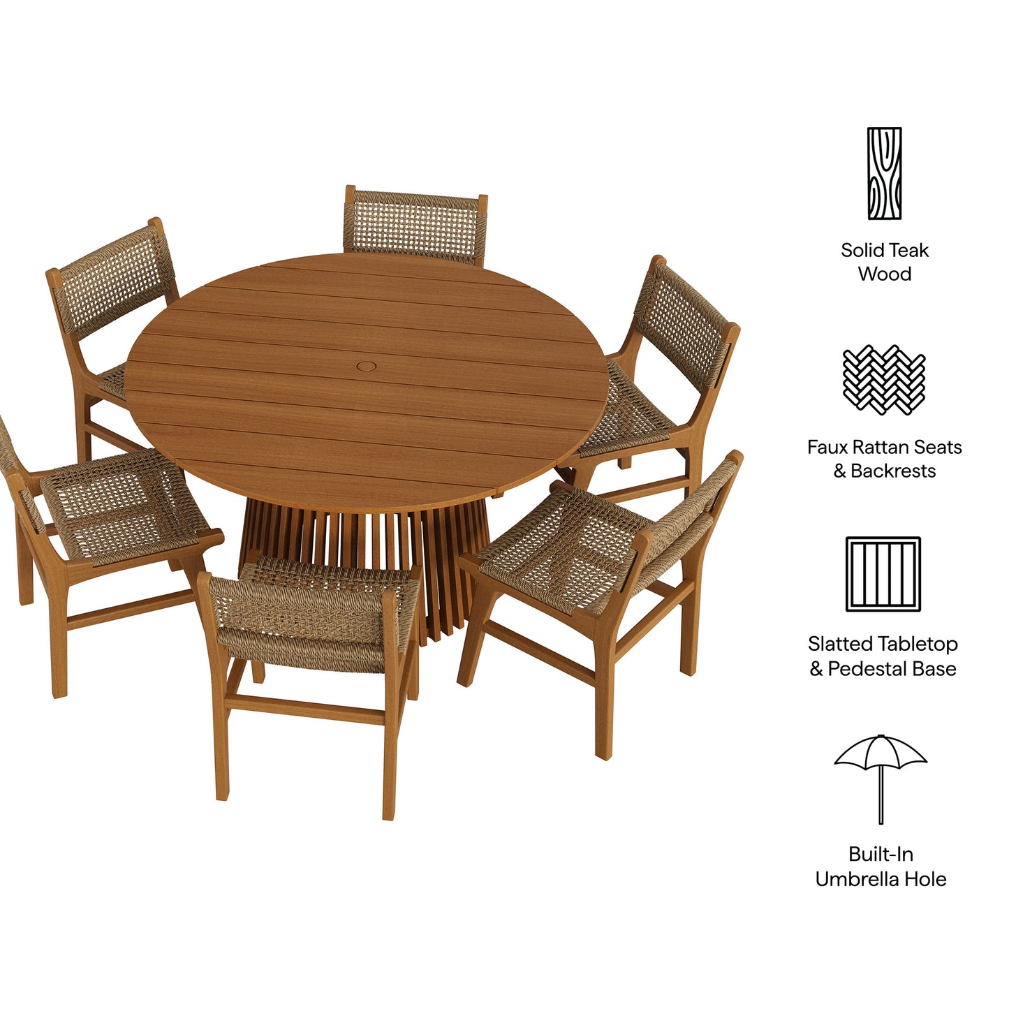 Rowe 7-Piece Outdoor Patio Teak Wood Dining Set by Modway