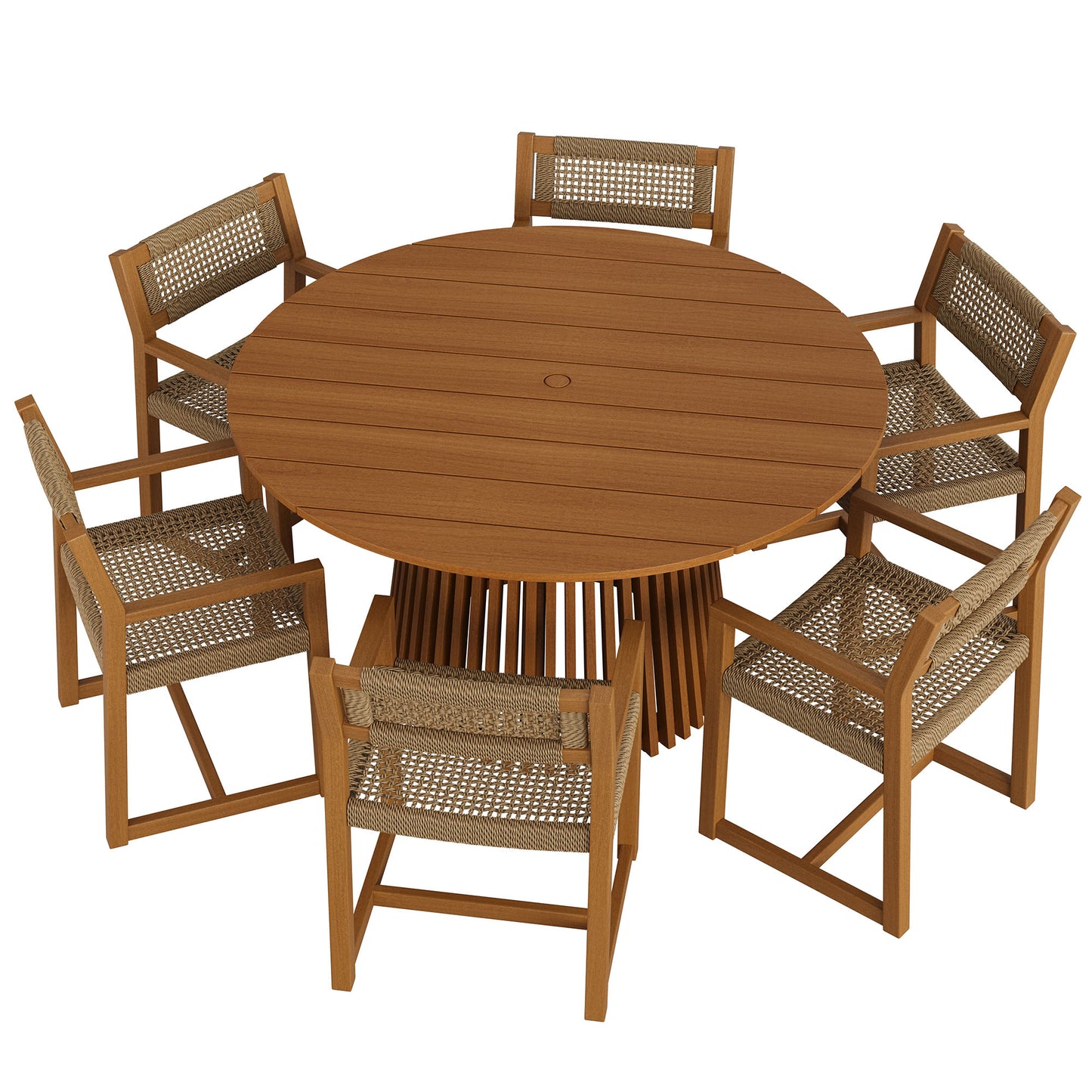 Reed 7-Piece Outdoor Patio Teak Wood Dining Set by Modway