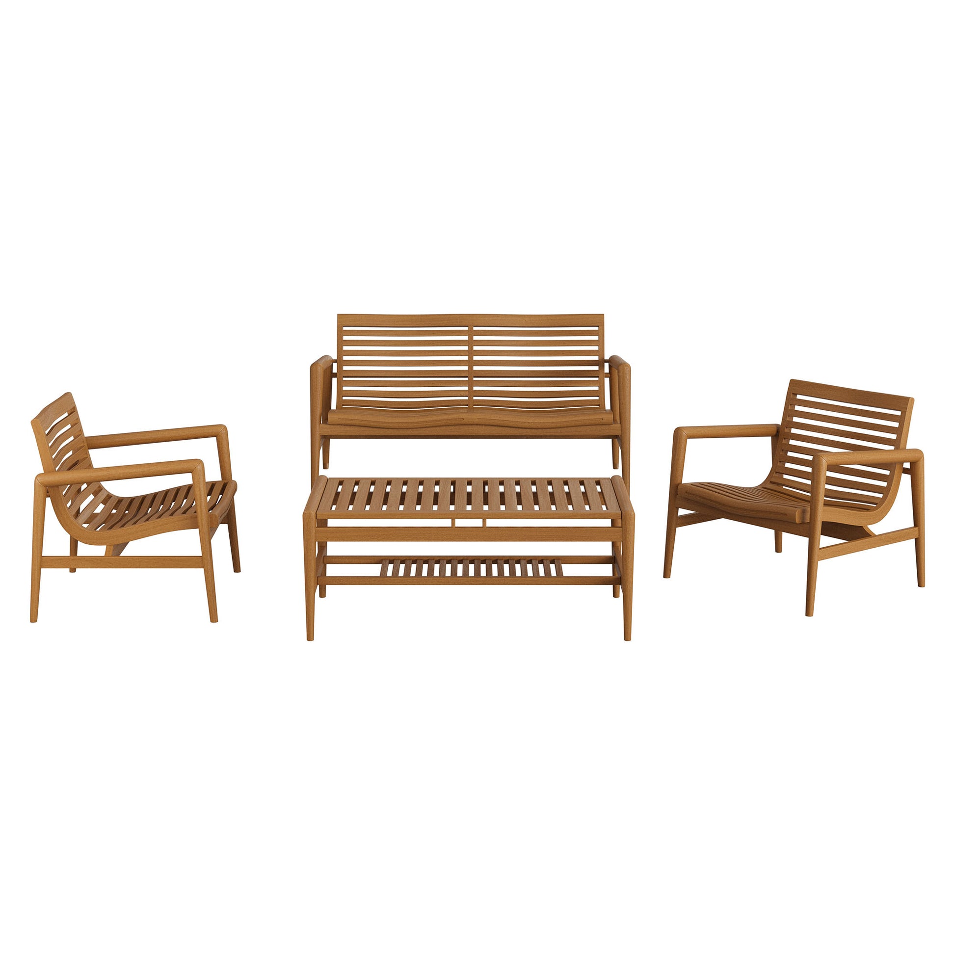 Hayden 4-Piece Outdoor Patio Teak Wood Furniture Set by Modway