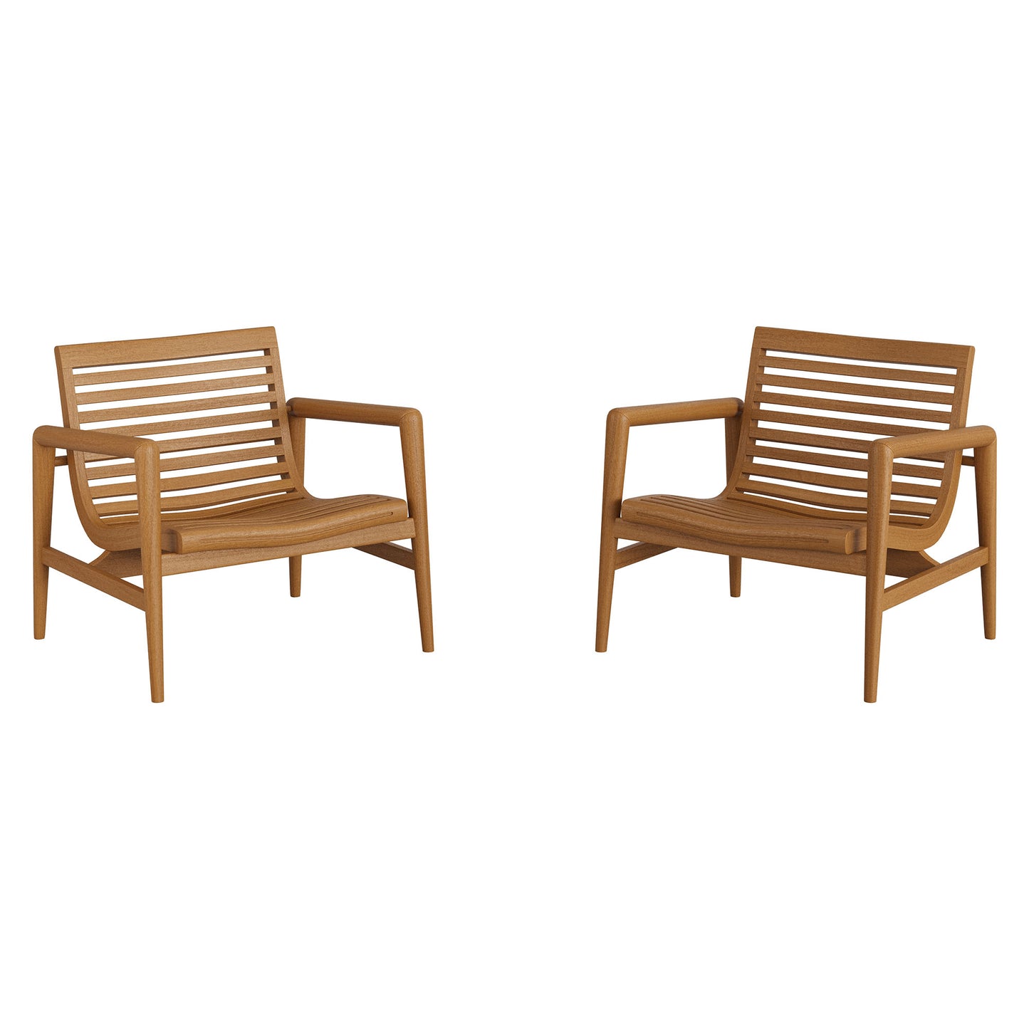 Hayden Outdoor Patio Teak Wood Armchairs Set of 2 by Modway