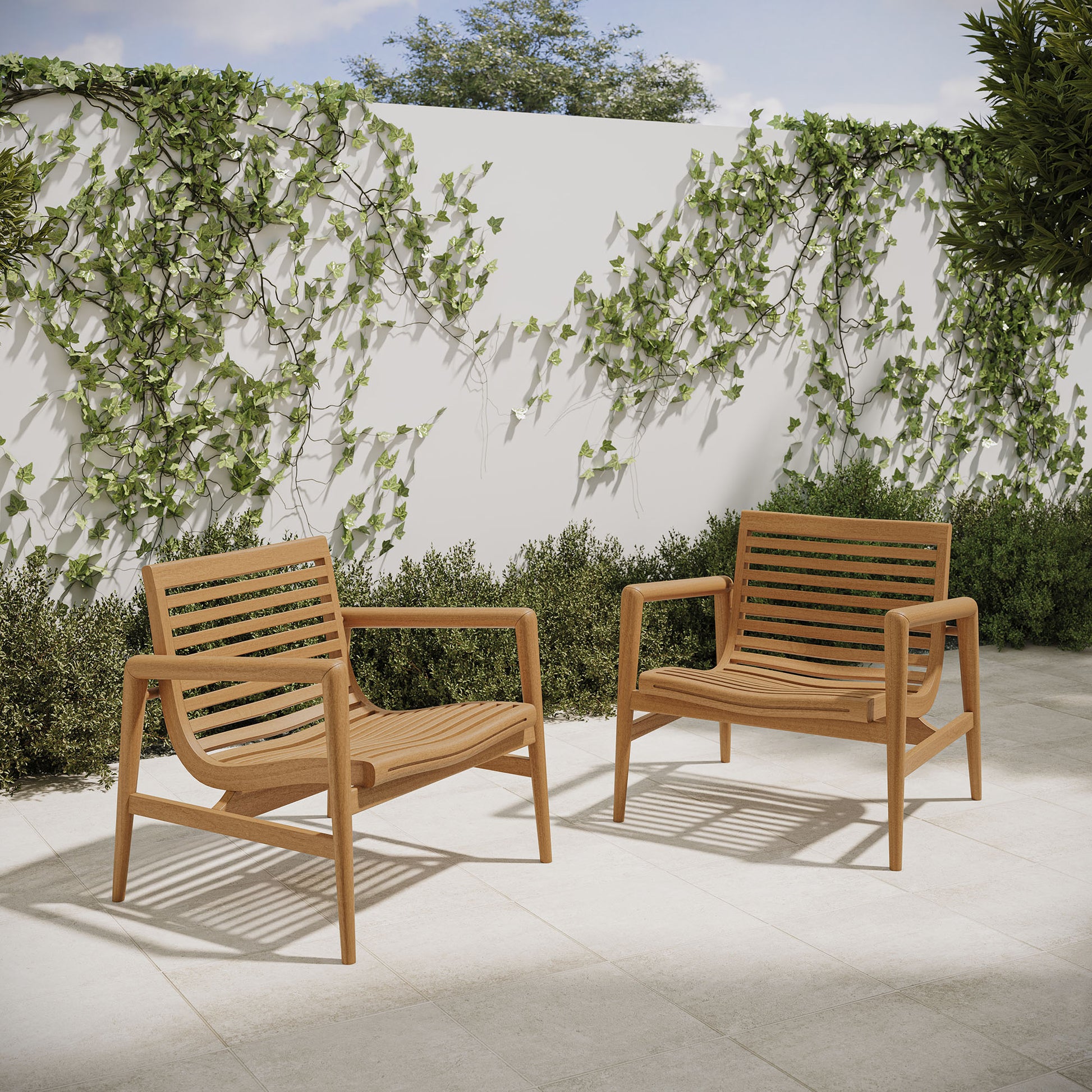 Hayden Outdoor Patio Teak Wood Armchairs Set of 2 by Modway