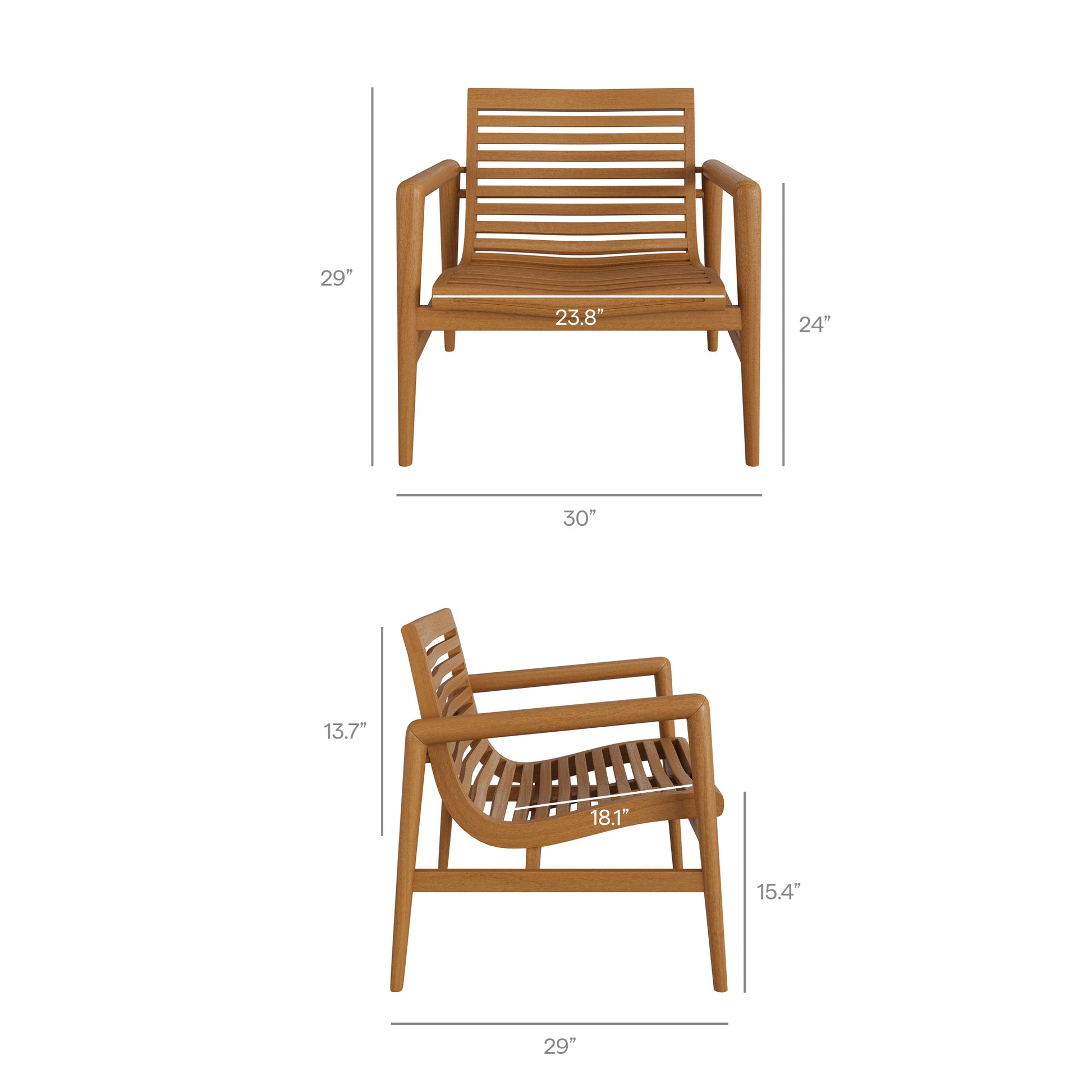 Hayden Outdoor Patio Teak Wood Armchairs Set of 2 by Modway