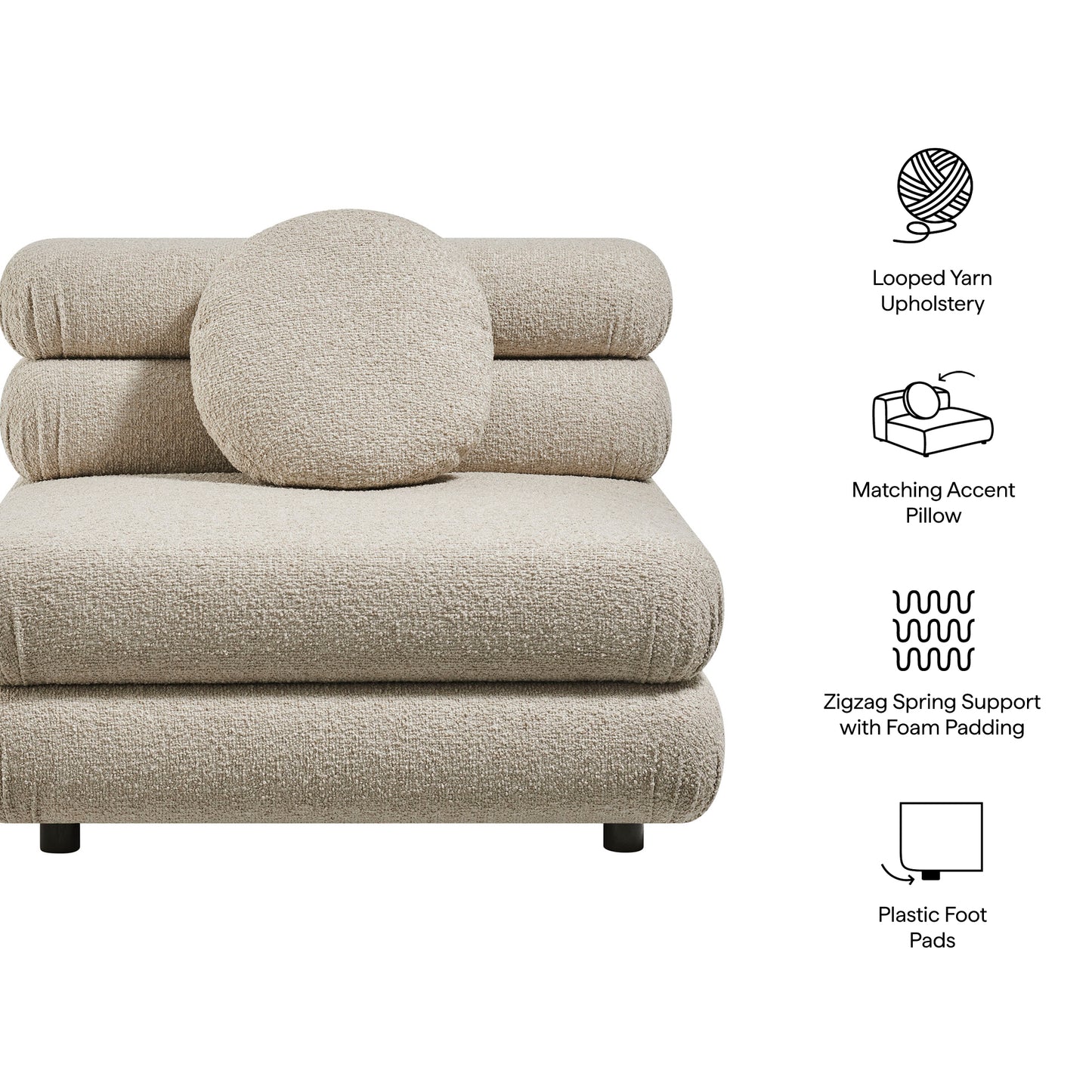 Jubilee Upholstered Modular Armless Chair by Modway