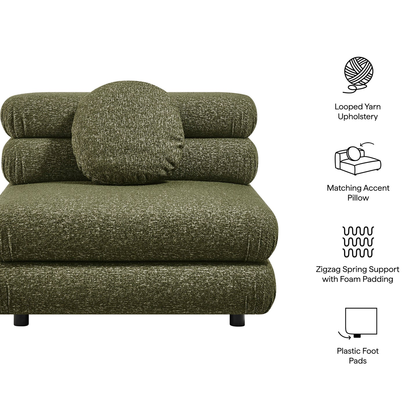 Jubilee Upholstered Modular Armless Chair by Modway