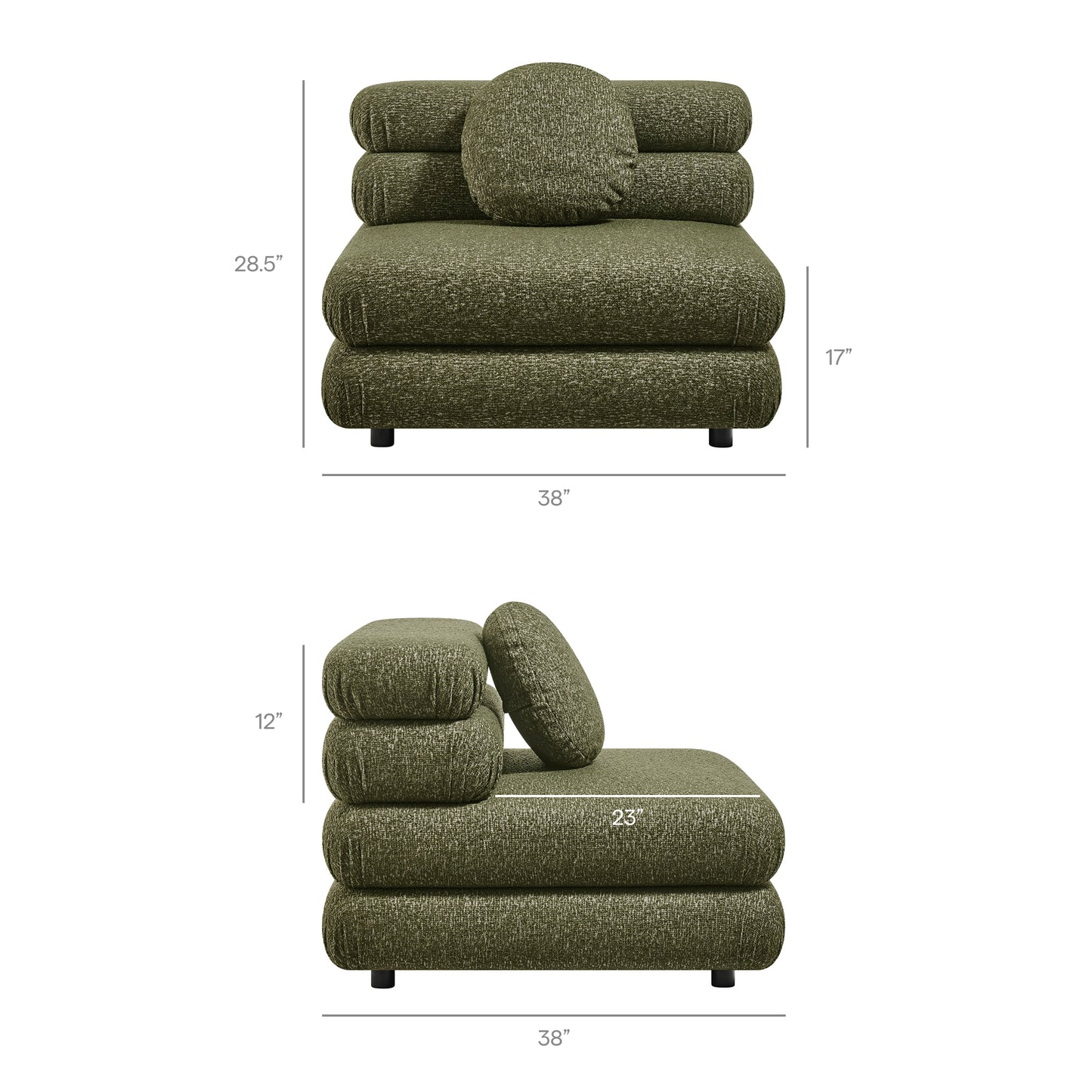 Jubilee Upholstered Modular Armless Chair by Modway