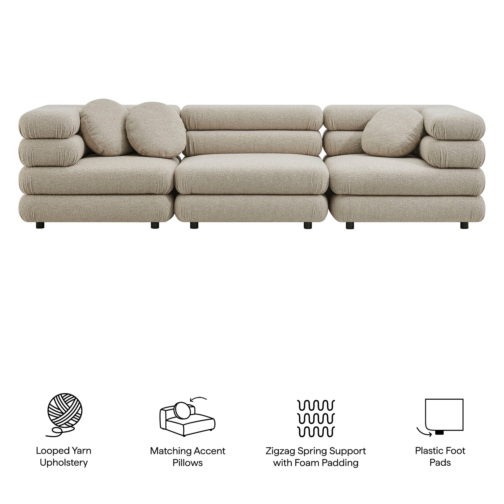 Jubilee 3-Piece Upholstered 3-Piece Modular Sofa Set by Modway