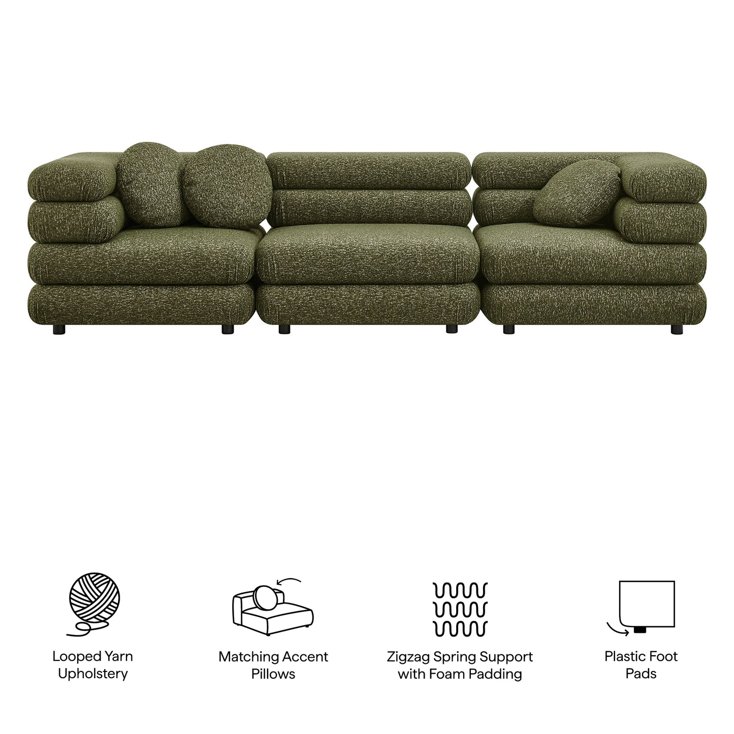 Jubilee 3-Piece Upholstered 3-Piece Modular Sofa Set by Modway