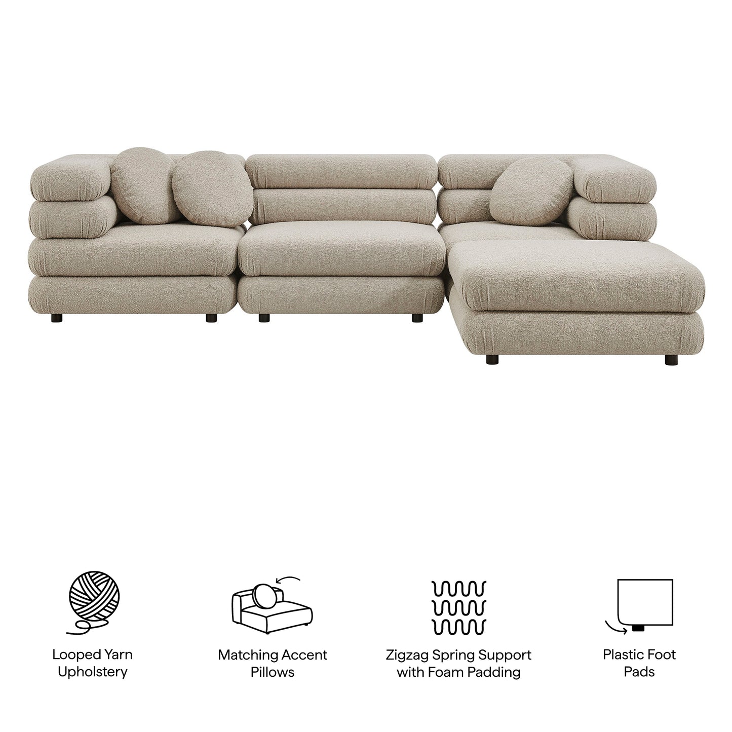 Jubilee 4-Piece Upholstered Modular Sofa Set by Modway