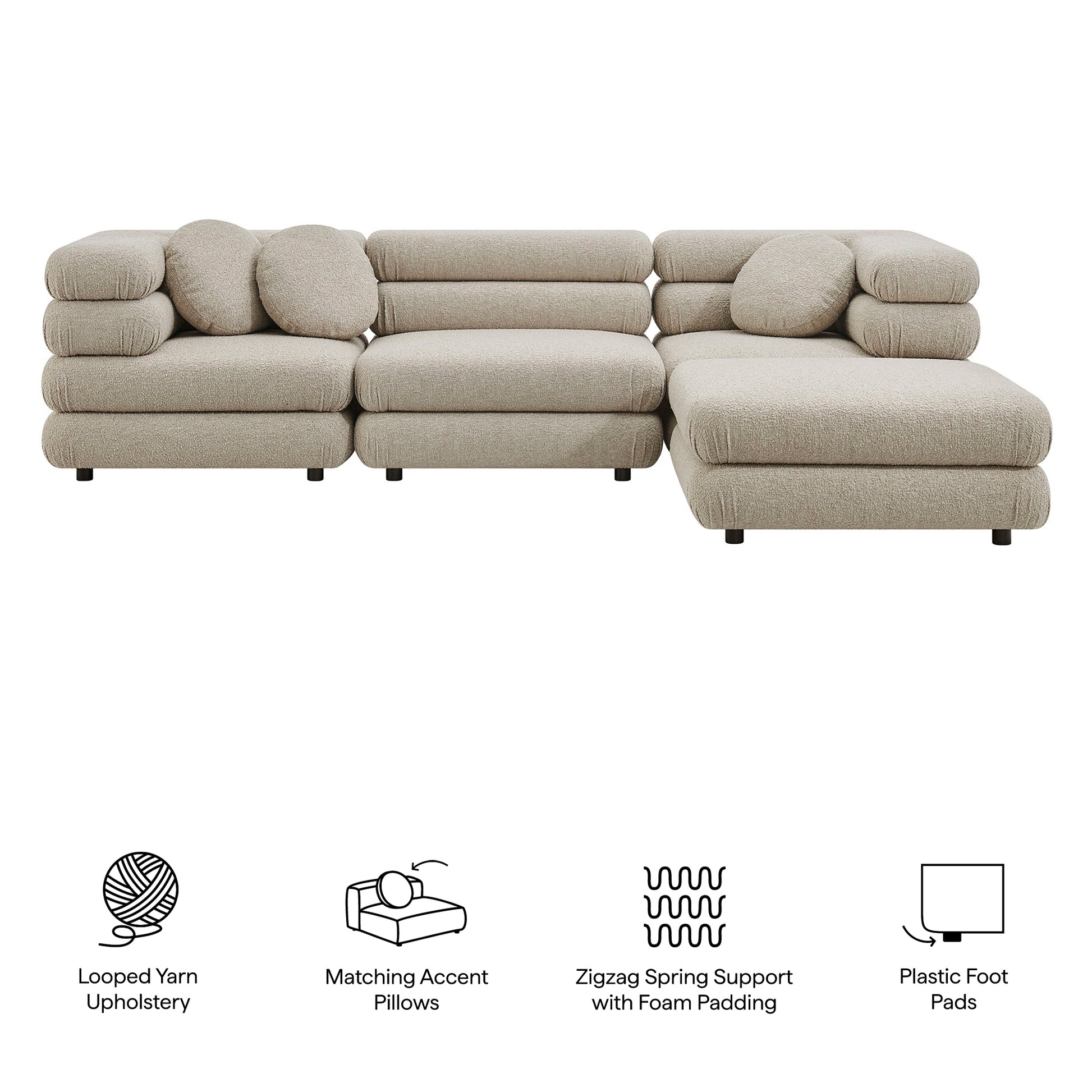 Jubilee 4-Piece Upholstered Modular Sofa Set by Modway