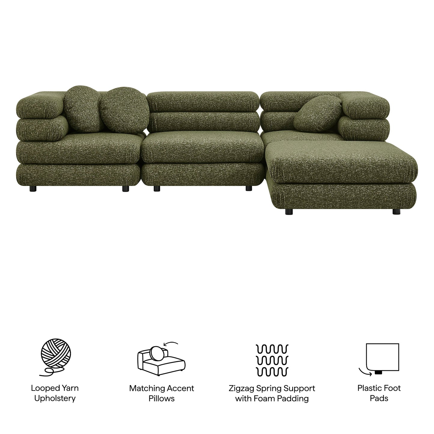 Jubilee 4-Piece Upholstered Modular Sofa Set by Modway