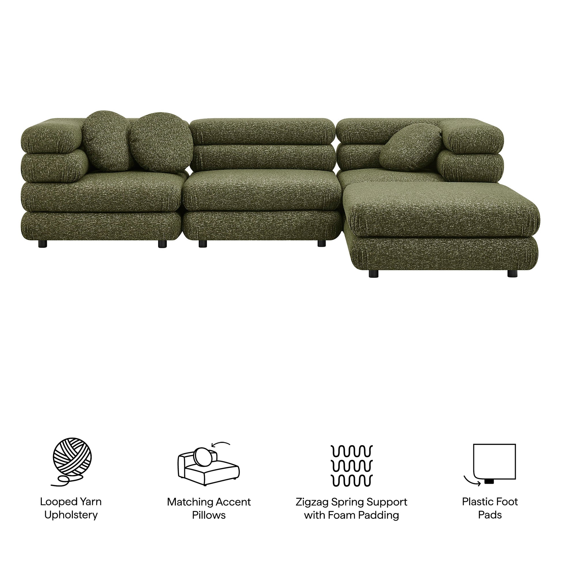 Jubilee 4-Piece Upholstered Modular Sofa Set by Modway