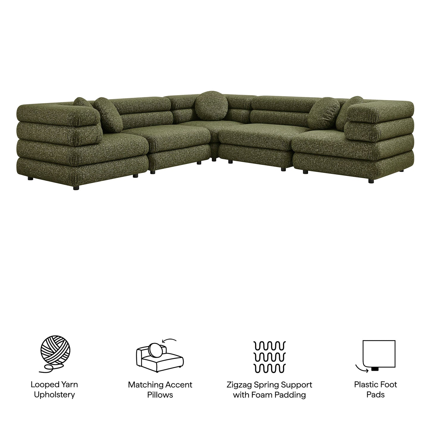 Jubilee 5-Piece Upholstered Modular L-Shaped Sofa Set by Modway