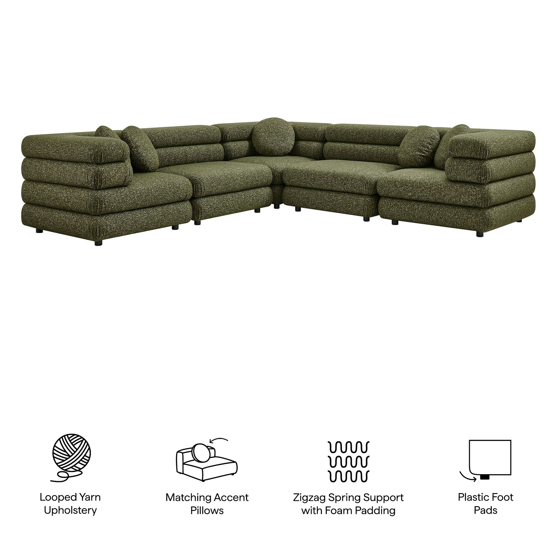 Jubilee 5-Piece Upholstered Modular L-Shaped Sofa Set by Modway