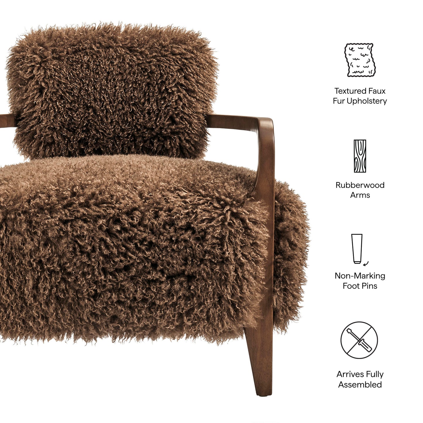 Zinnia Faux Fur Accent Chair by Modway
