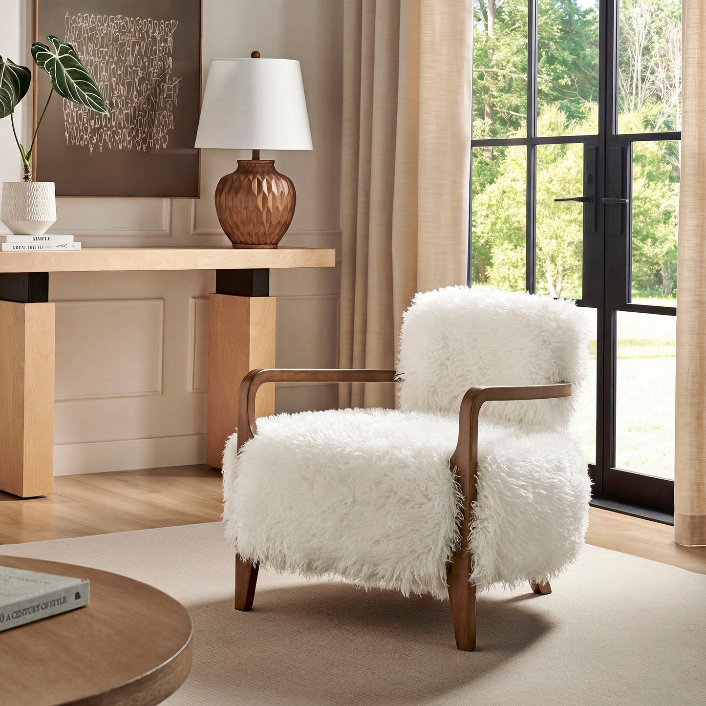 Zinnia Faux Fur Accent Chair by Modway
