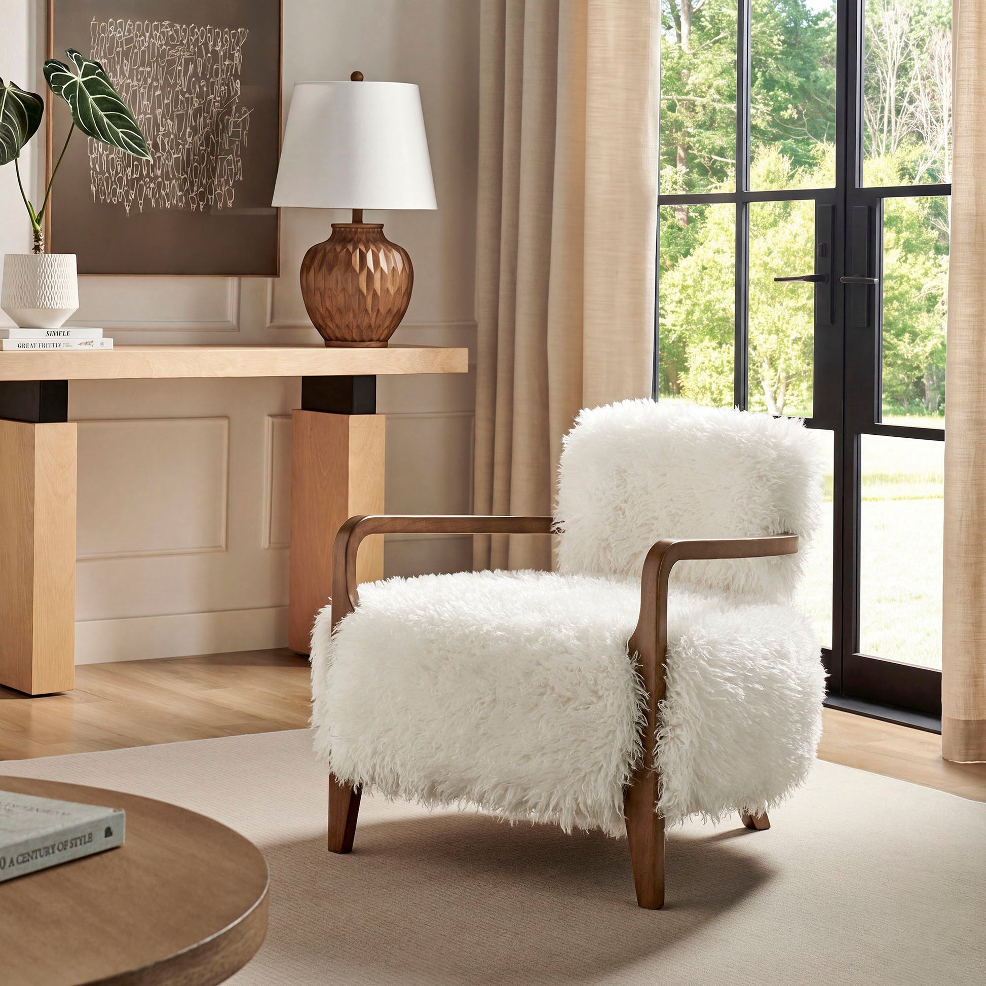 Zinnia Faux Fur Accent Chair by Modway