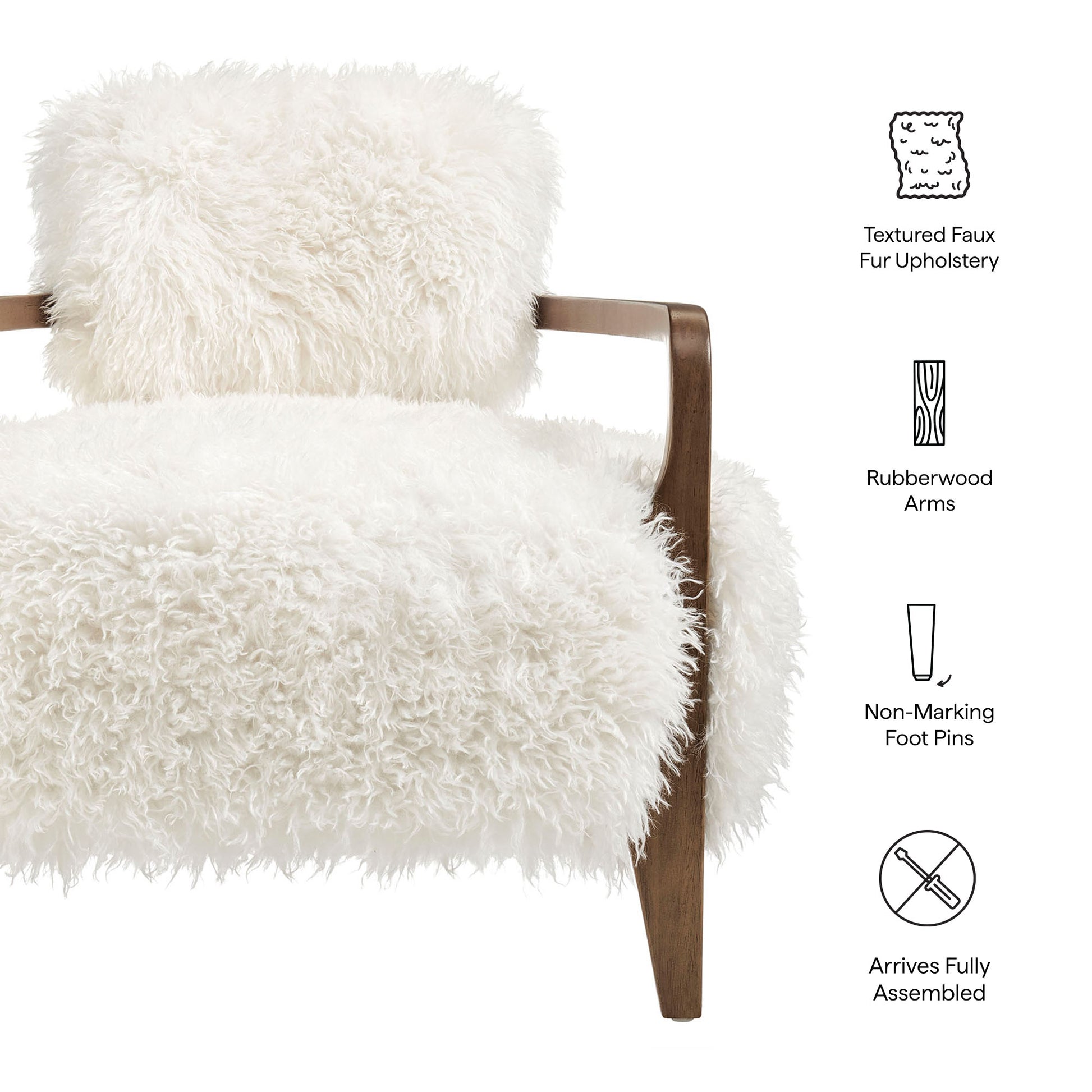 Zinnia Faux Fur Accent Chair by Modway