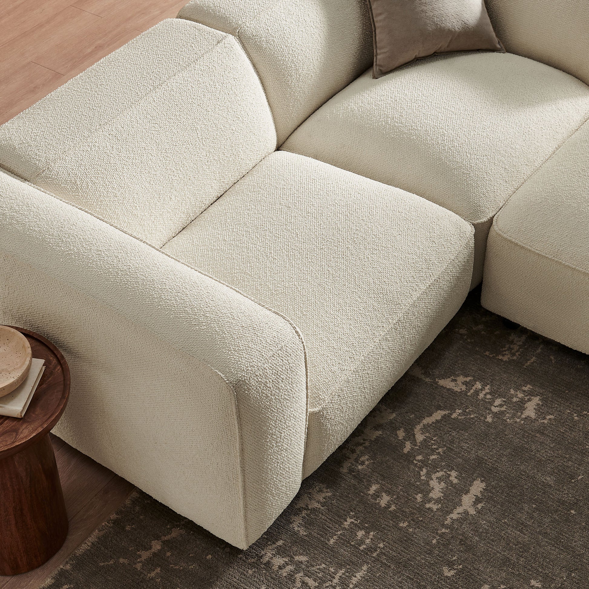 Auren 3 Piece Lattice Bouclé Upholstered Modular Loveseat with Ottoman by Modway