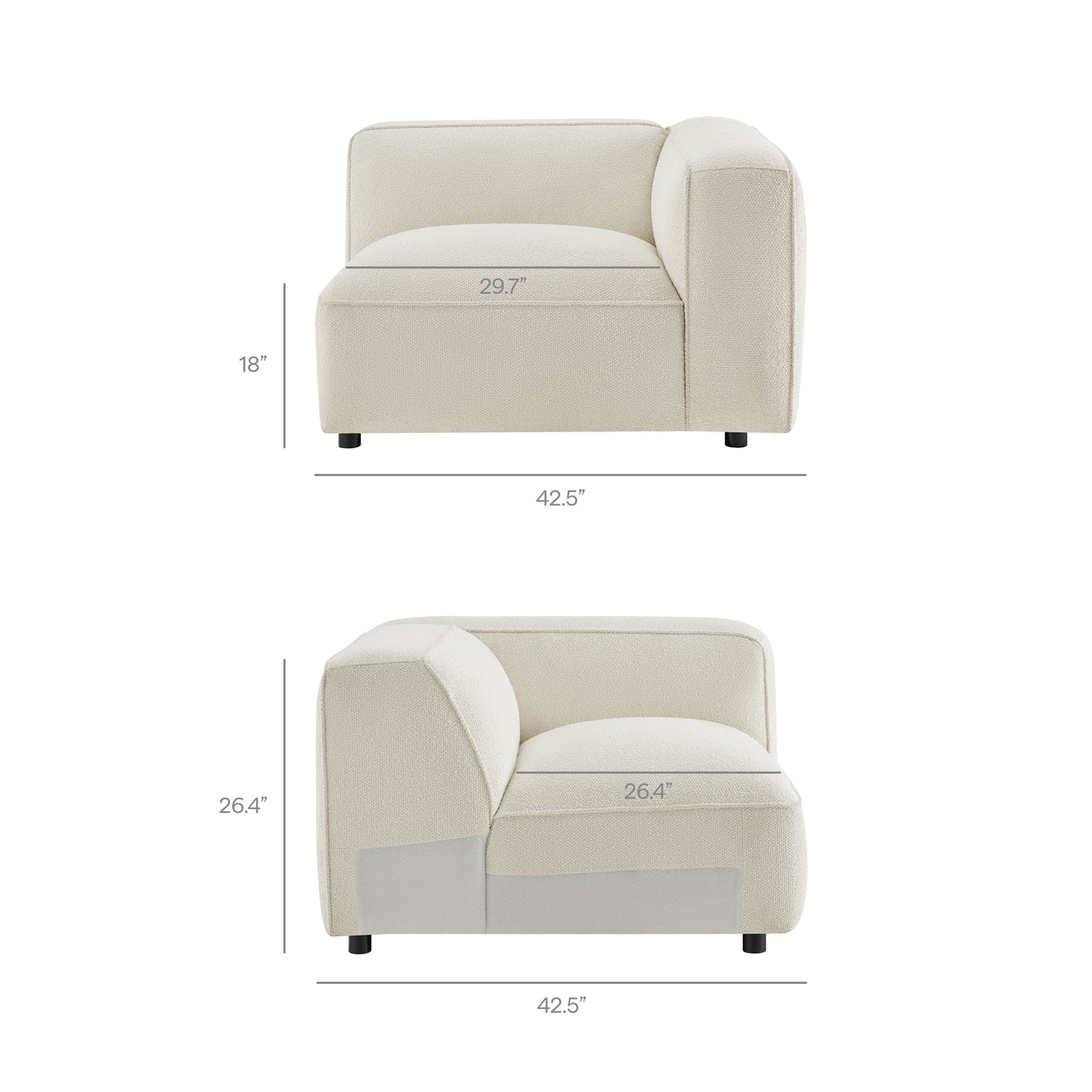 Auren 3 Piece Lattice Bouclé Upholstered Modular Loveseat with Ottoman by Modway