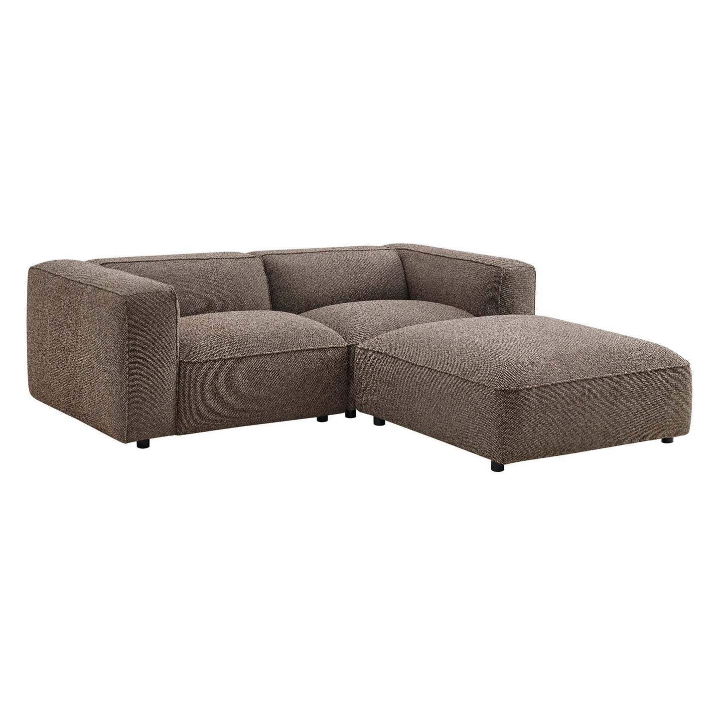 Auren 3 Piece Lattice Bouclé Upholstered Modular Loveseat with Ottoman by Modway