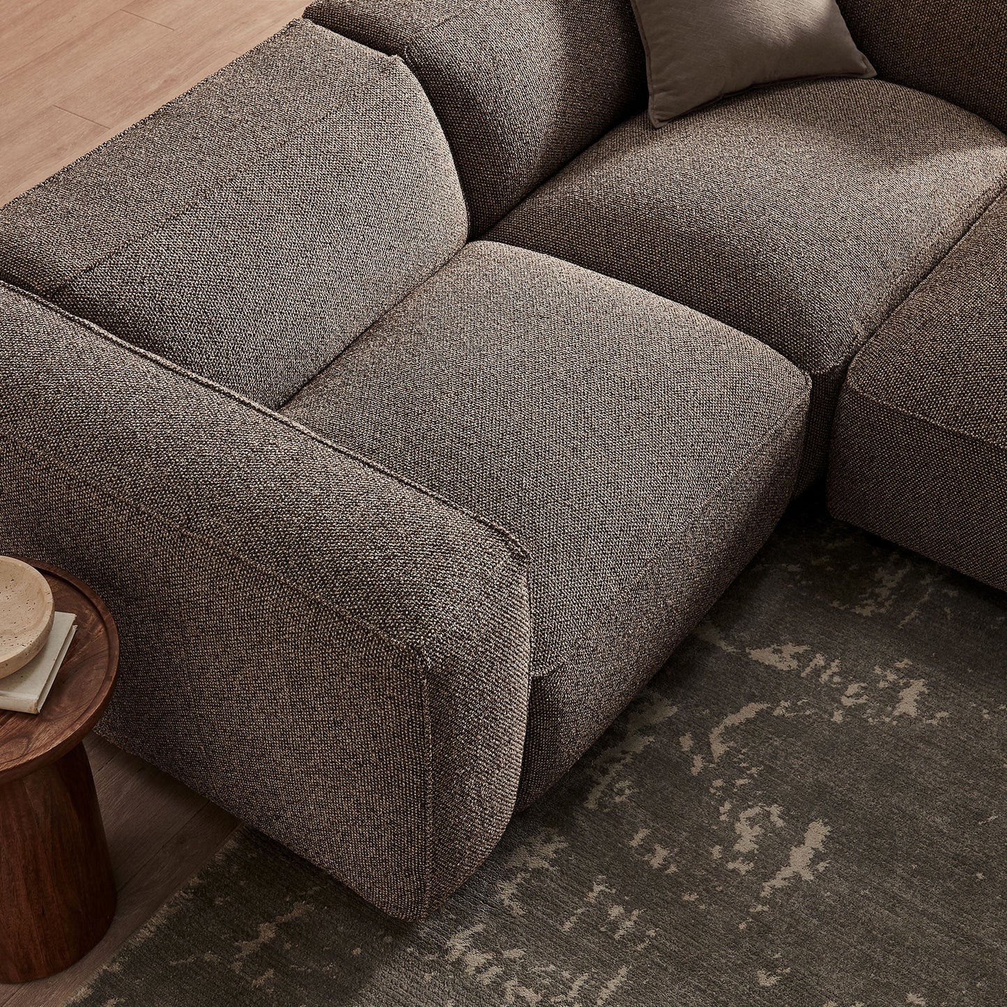 Auren 3 Piece Lattice Bouclé Upholstered Modular Loveseat with Ottoman by Modway