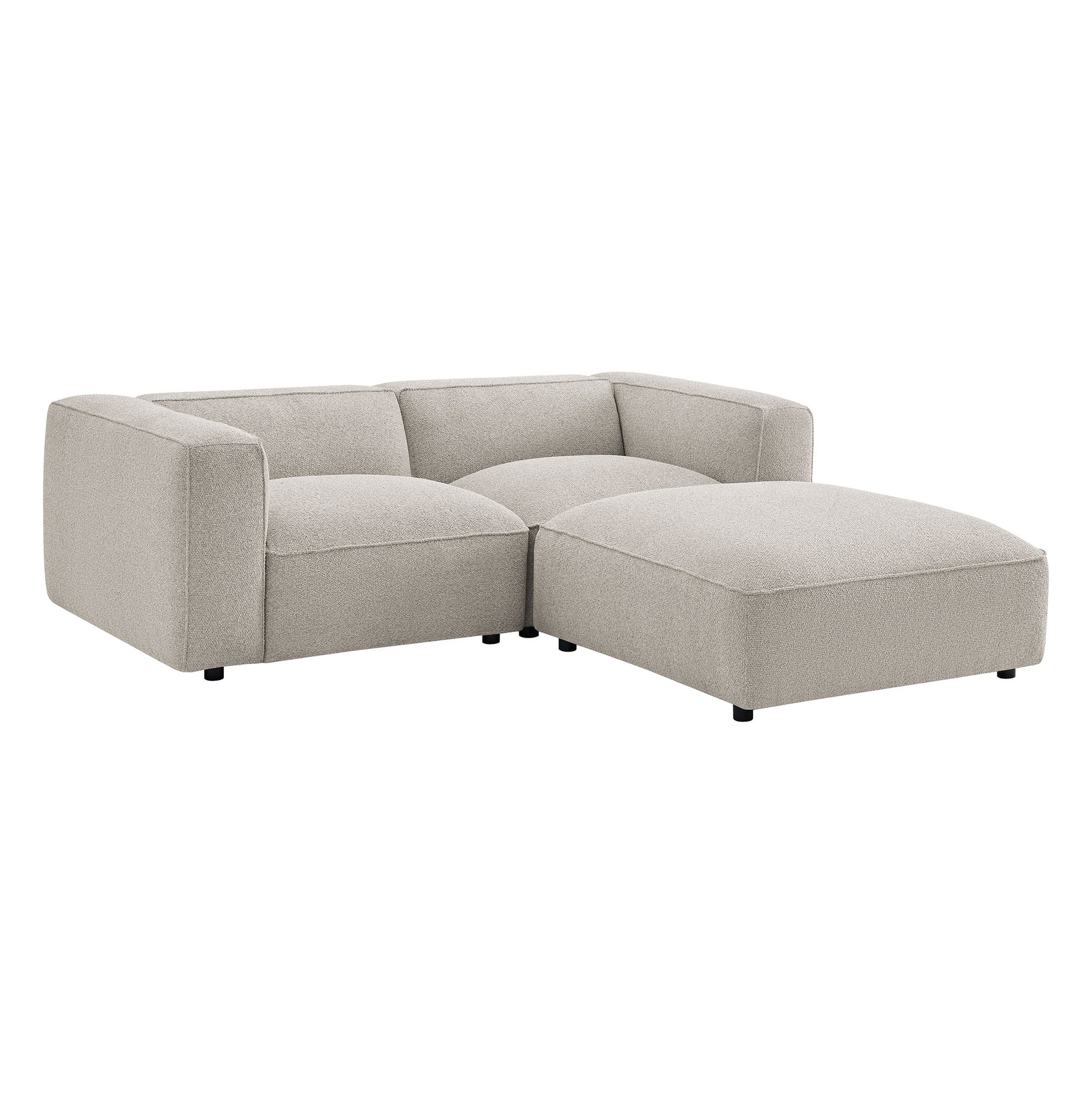 Auren 3 Piece Lattice Bouclé Upholstered Modular Loveseat with Ottoman by Modway