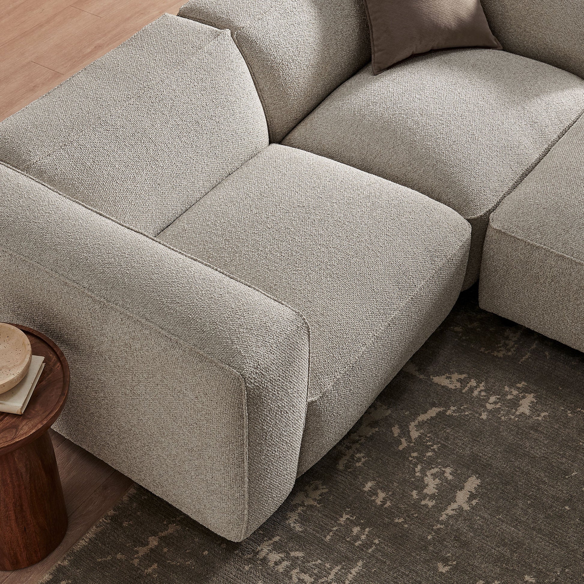 Auren 3 Piece Lattice Bouclé Upholstered Modular Loveseat with Ottoman by Modway