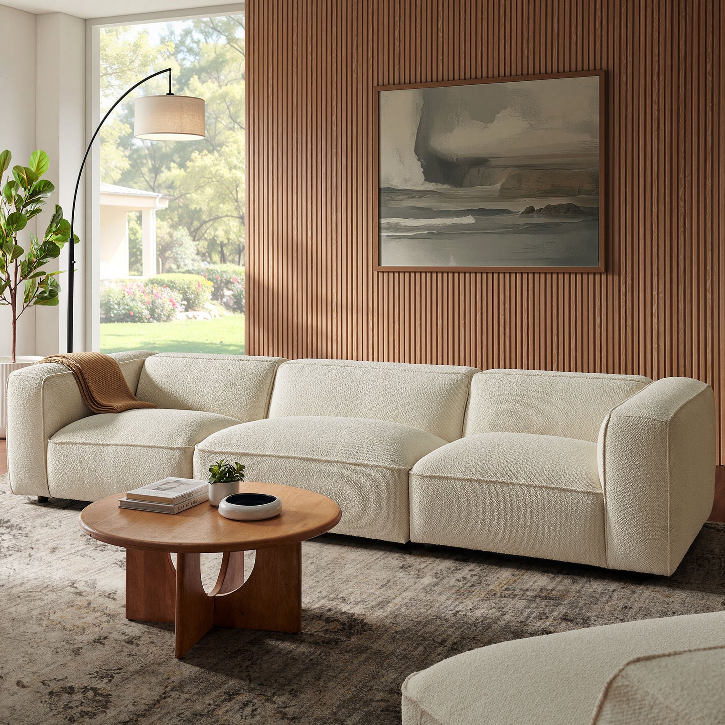 Auren 3 Piece Lattice Bouclé Upholstered Modular Sofa by Modway
