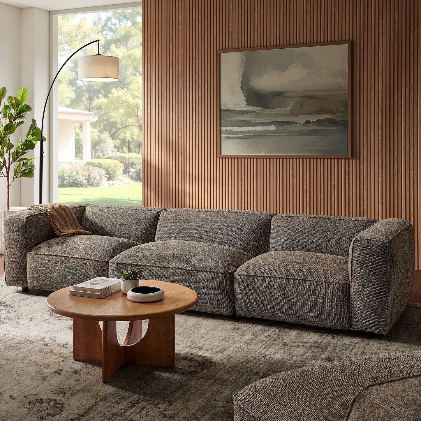 Auren 3 Piece Lattice Bouclé Upholstered Modular Sofa by Modway
