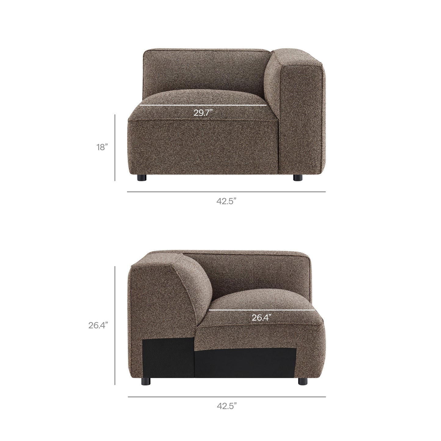 Auren 3 Piece Lattice Bouclé Upholstered Modular Sofa by Modway