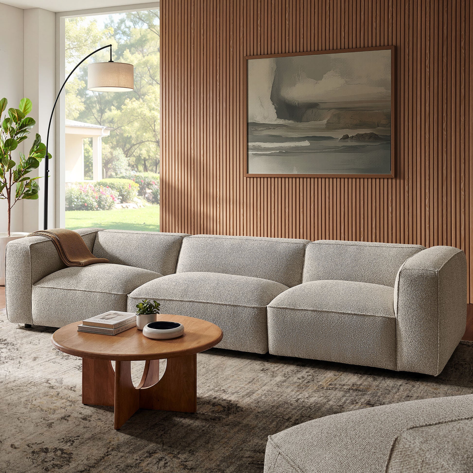 Auren 3 Piece Lattice Bouclé Upholstered Modular Sofa by Modway