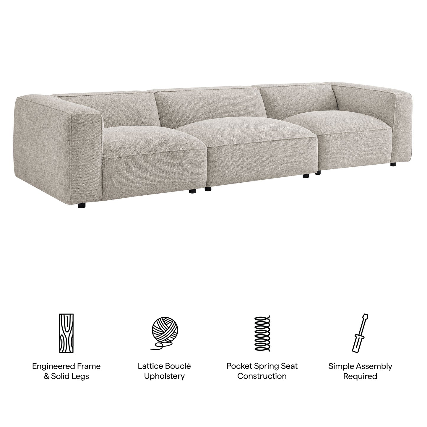 Auren 3 Piece Lattice Bouclé Upholstered Modular Sofa by Modway