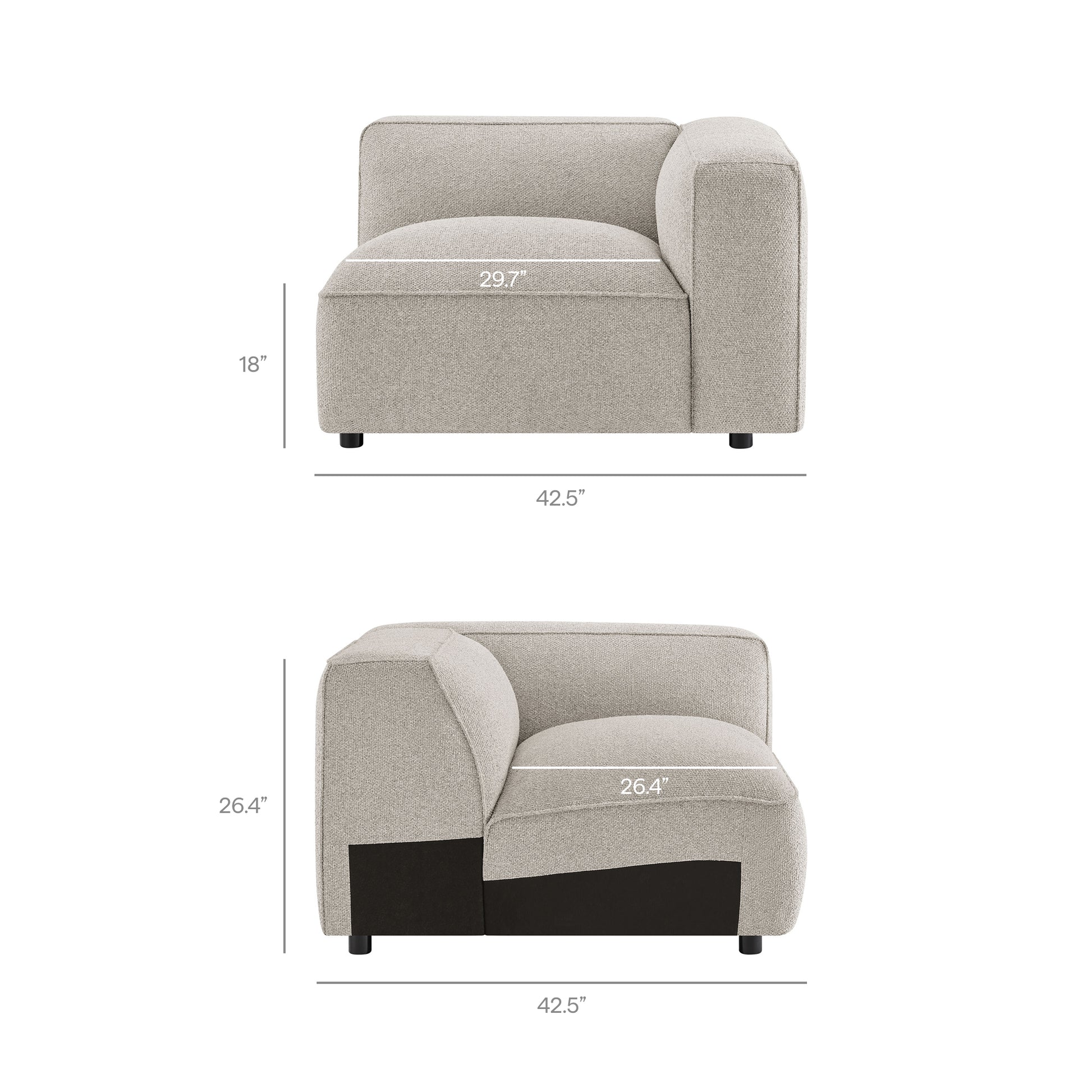 Auren 3 Piece Lattice Bouclé Upholstered Modular Sofa by Modway