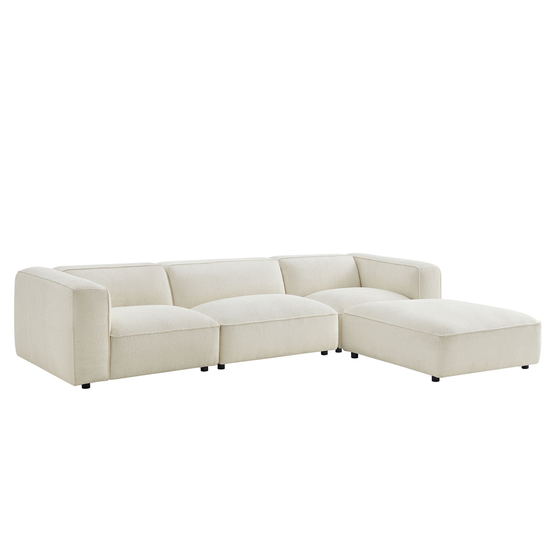 Auren 4 Piece Lattice Bouclé Upholstered Modular Sofa with Ottoman by Modway