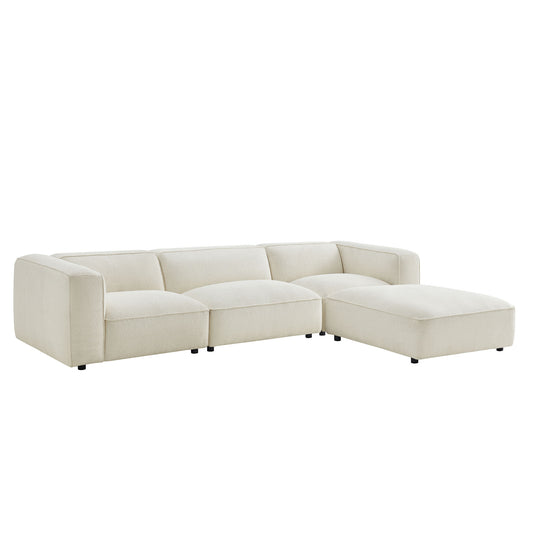 Auren 4 Piece Lattice Bouclé Upholstered Modular Sofa with Ottoman by Modway