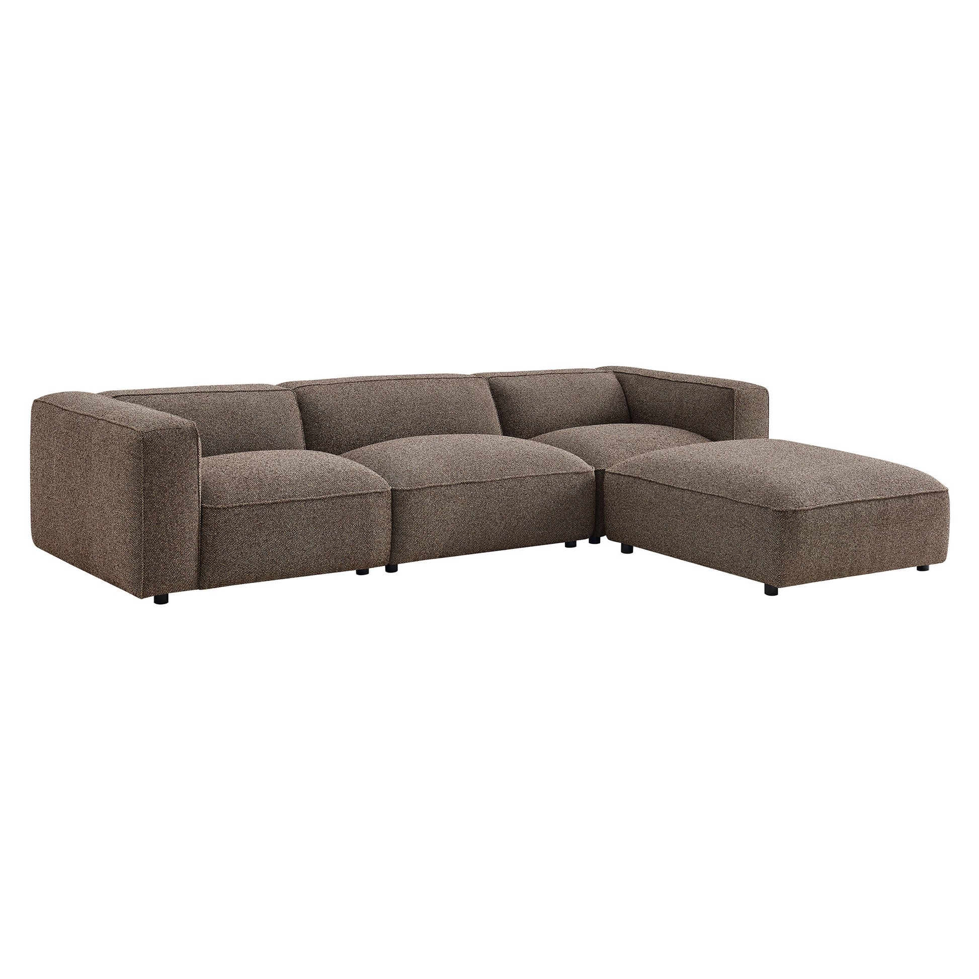 Auren 4 Piece Lattice Bouclé Upholstered Modular Sofa with Ottoman by Modway