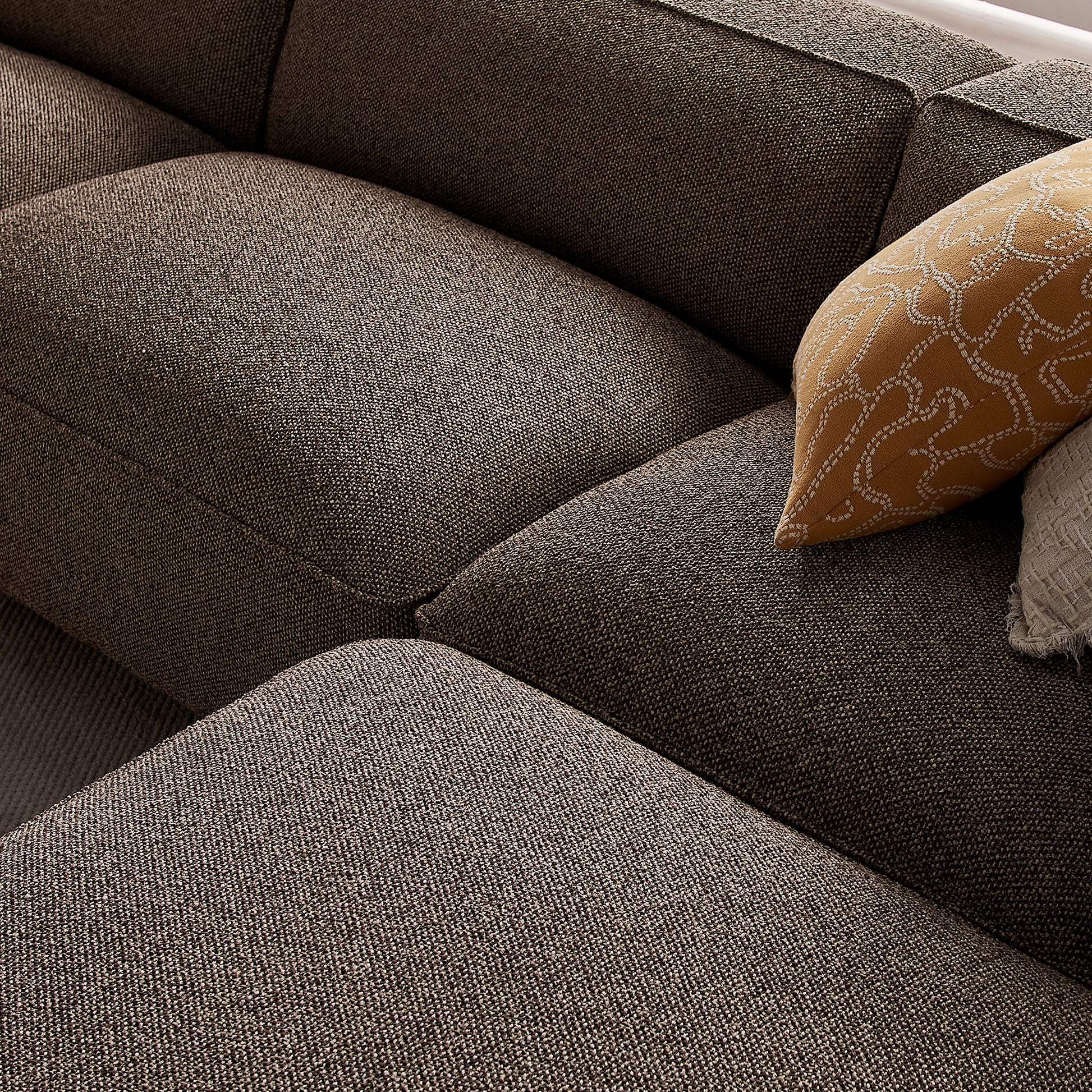 Auren 4 Piece Lattice Bouclé Upholstered Modular Sofa with Ottoman by Modway