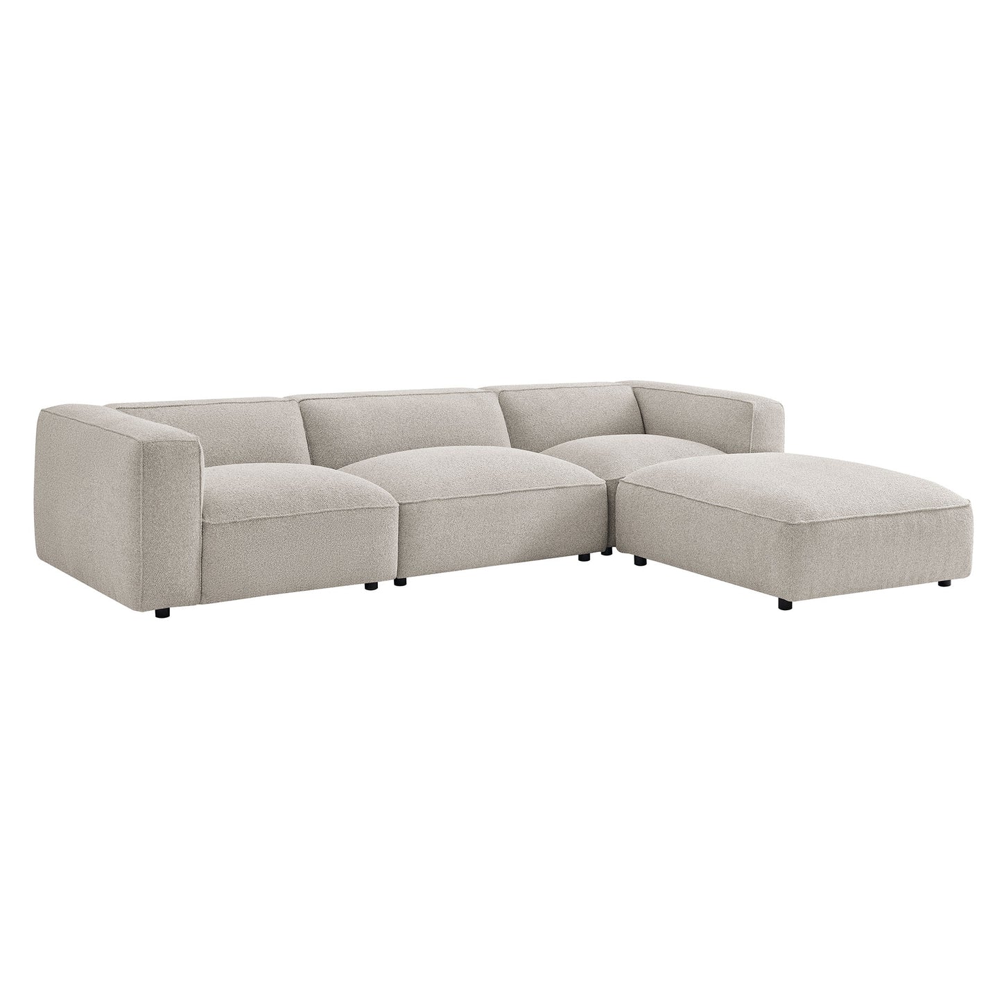 Auren 4 Piece Lattice Bouclé Upholstered Modular Sofa with Ottoman by Modway