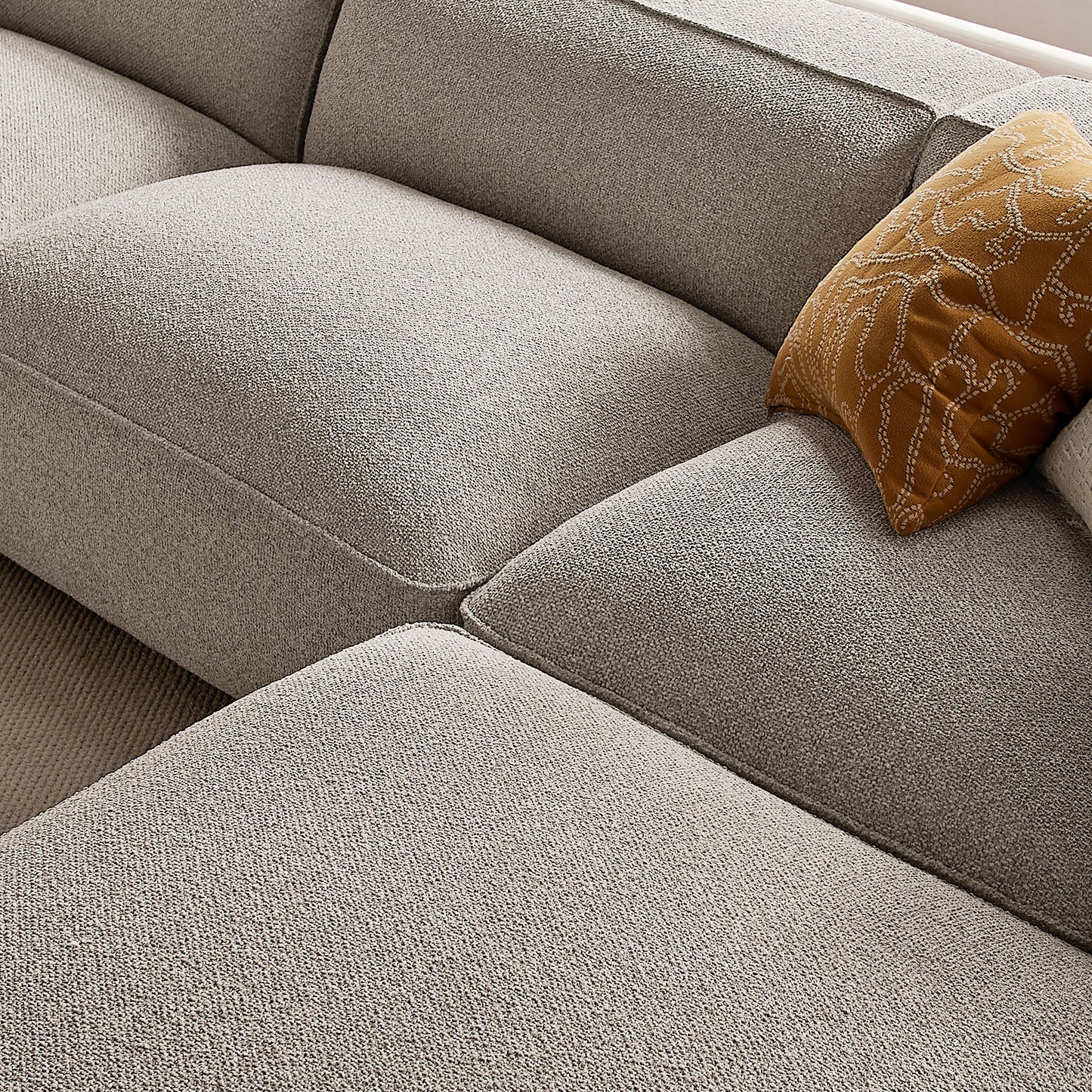 Auren 4 Piece Lattice Bouclé Upholstered Modular Sofa with Ottoman by Modway