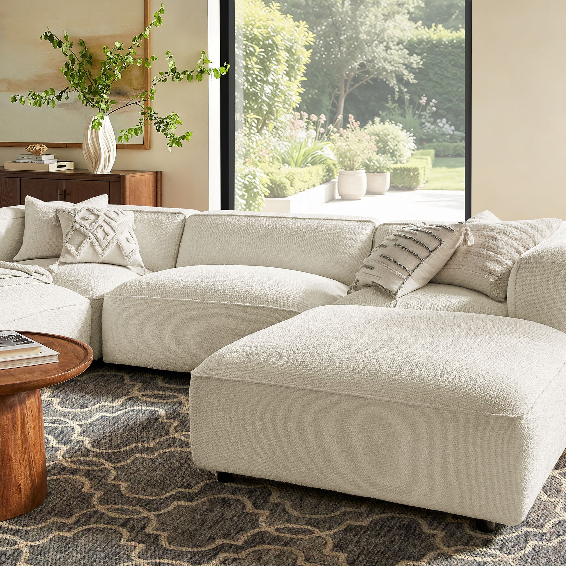 Auren 5 Piece Lattice Bouclé Upholstered Modular Sectional by Modway