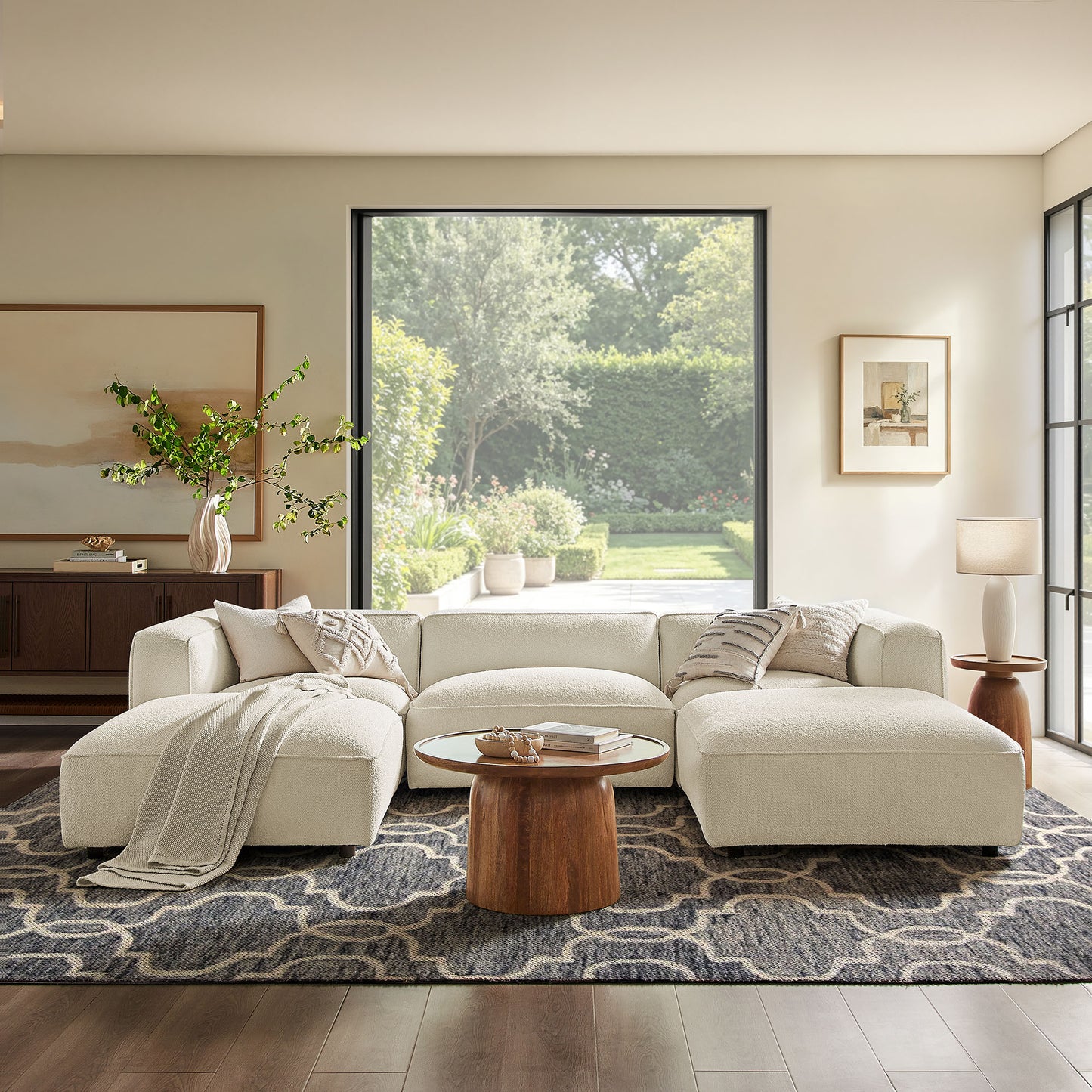 Auren 5 Piece Lattice Bouclé Upholstered Modular Sectional by Modway