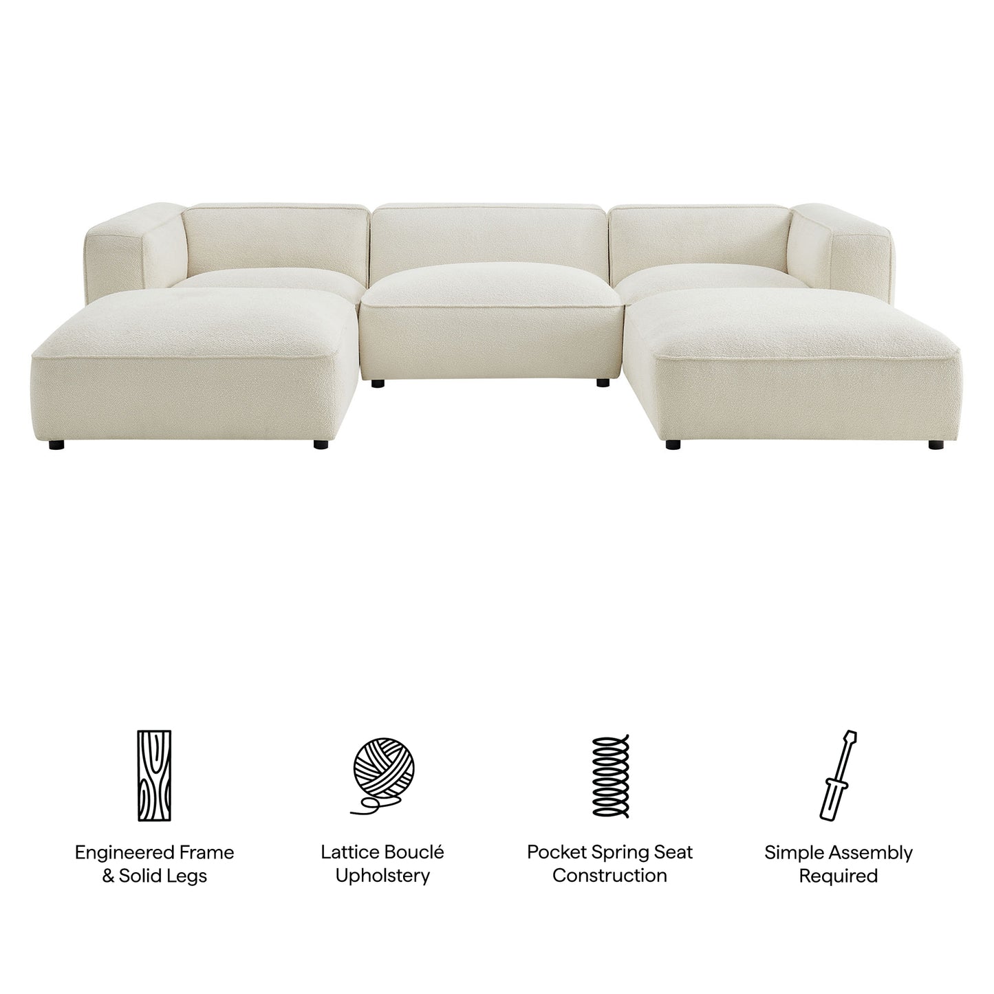 Auren 5 Piece Lattice Bouclé Upholstered Modular Sectional by Modway