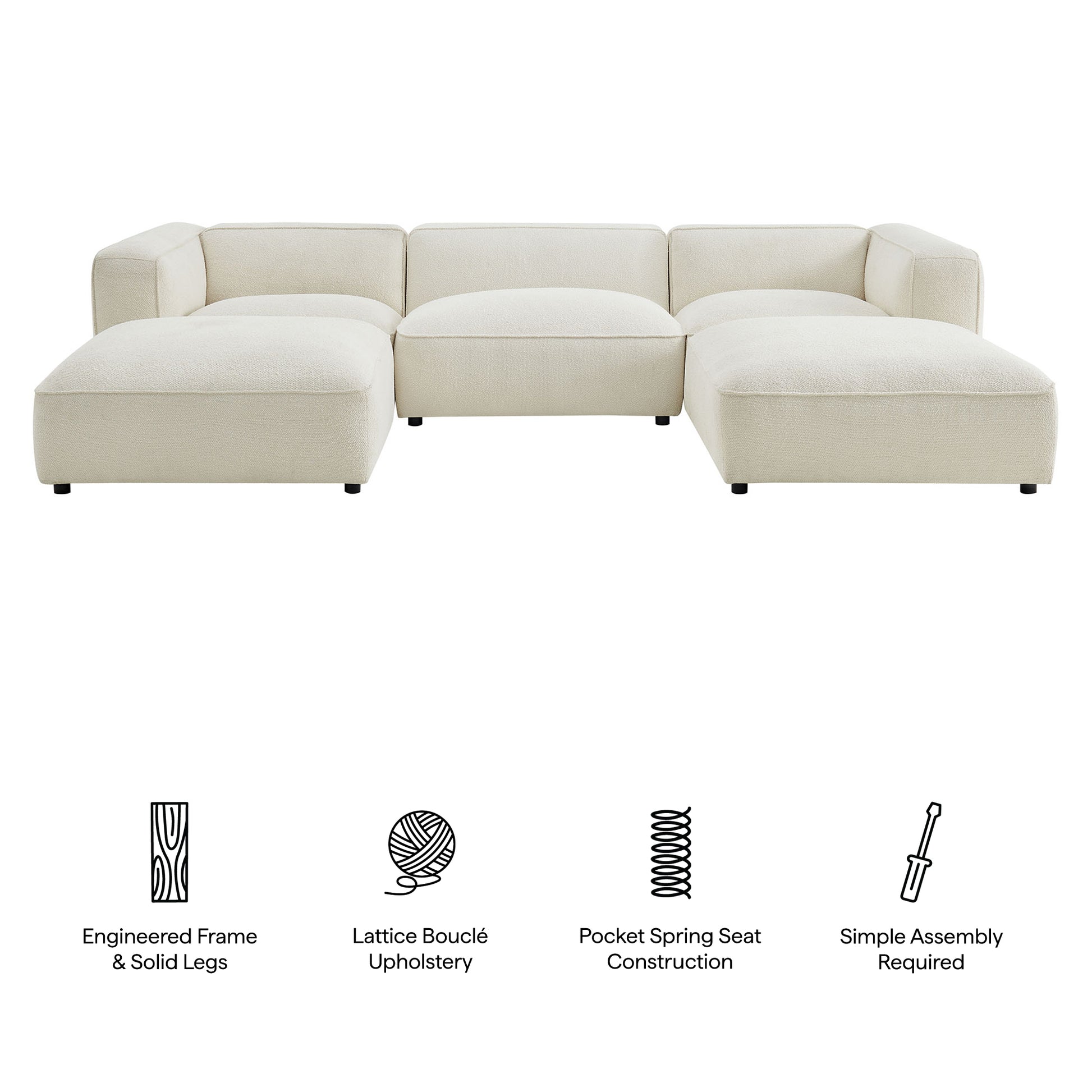 Auren 5 Piece Lattice Bouclé Upholstered Modular Sectional by Modway