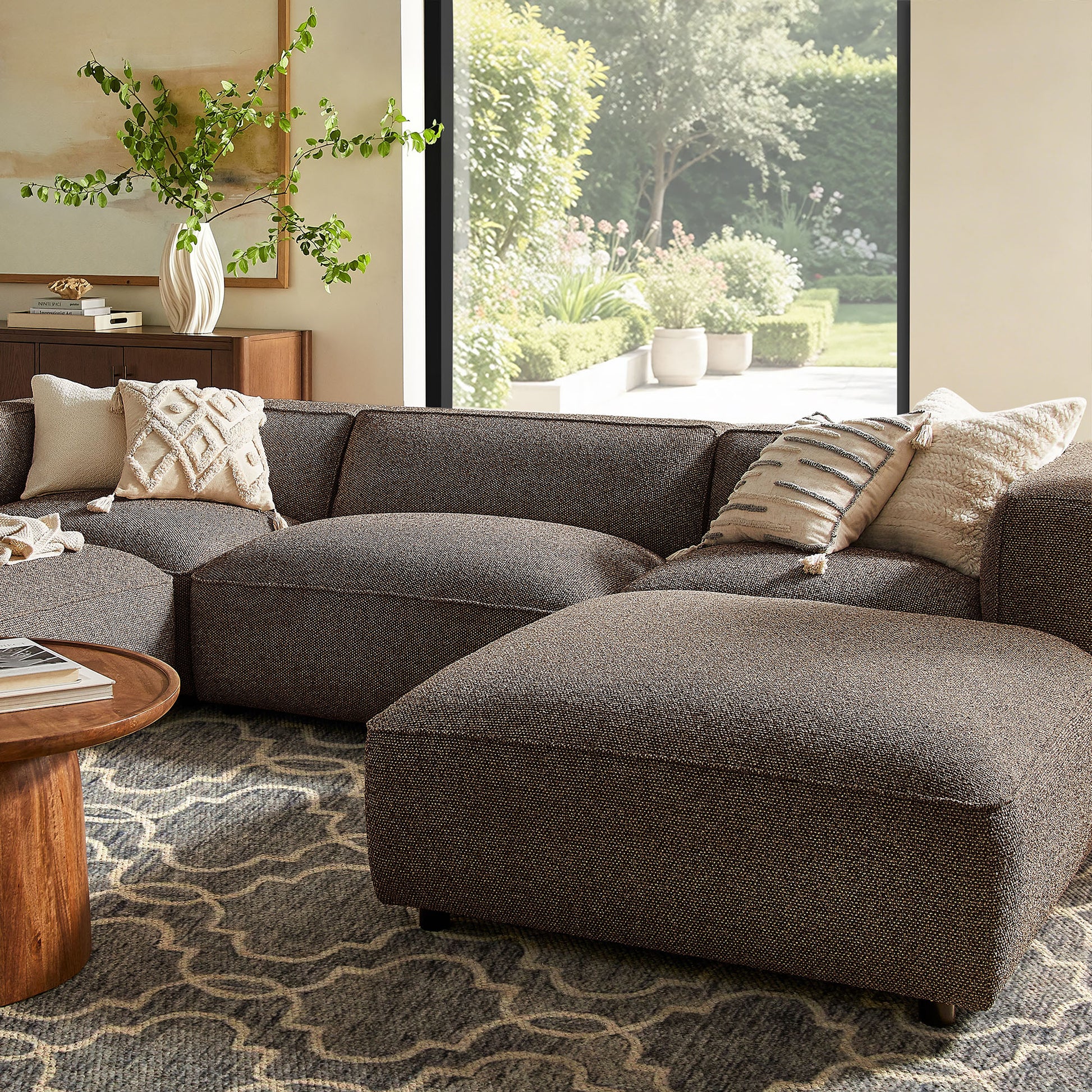 Auren 5 Piece Lattice Bouclé Upholstered Modular Sectional by Modway
