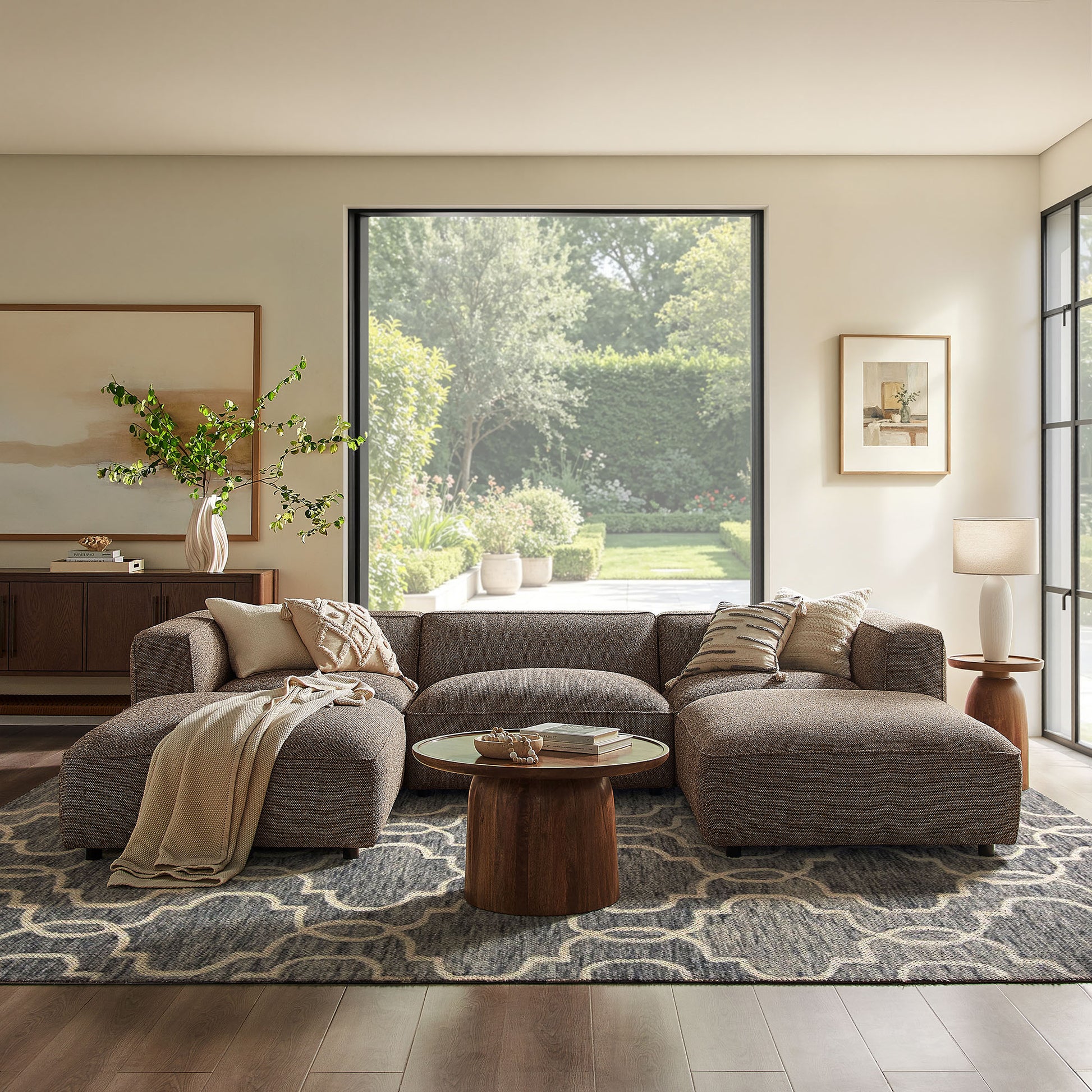 Auren 5 Piece Lattice Bouclé Upholstered Modular Sectional by Modway