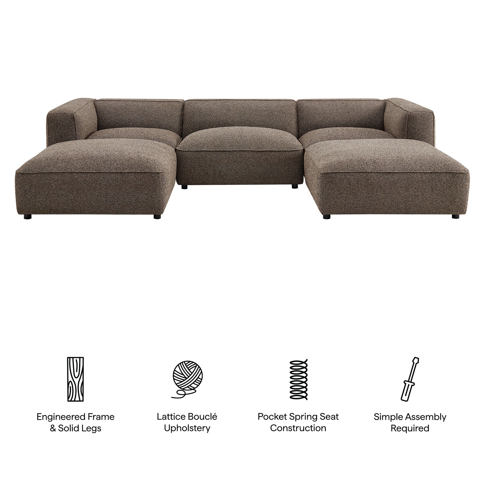 Auren 5 Piece Lattice Bouclé Upholstered Modular Sectional by Modway
