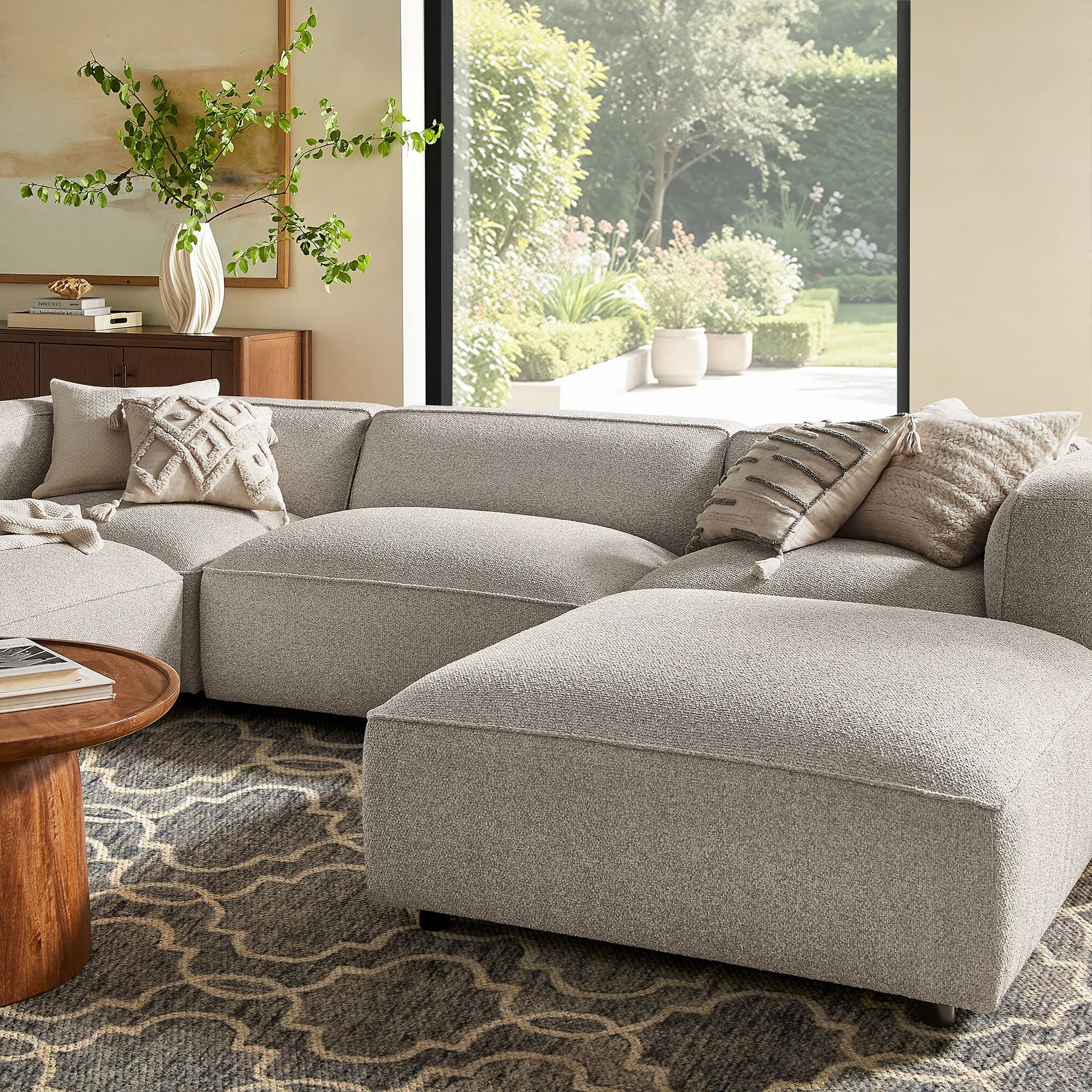 Auren 5 Piece Lattice Bouclé Upholstered Modular Sectional by Modway