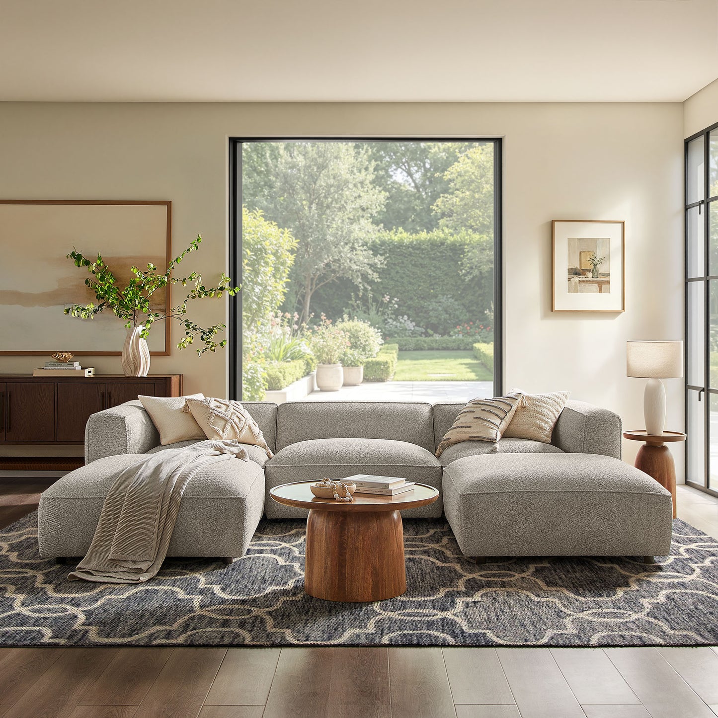 Auren 5 Piece Lattice Bouclé Upholstered Modular Sectional by Modway