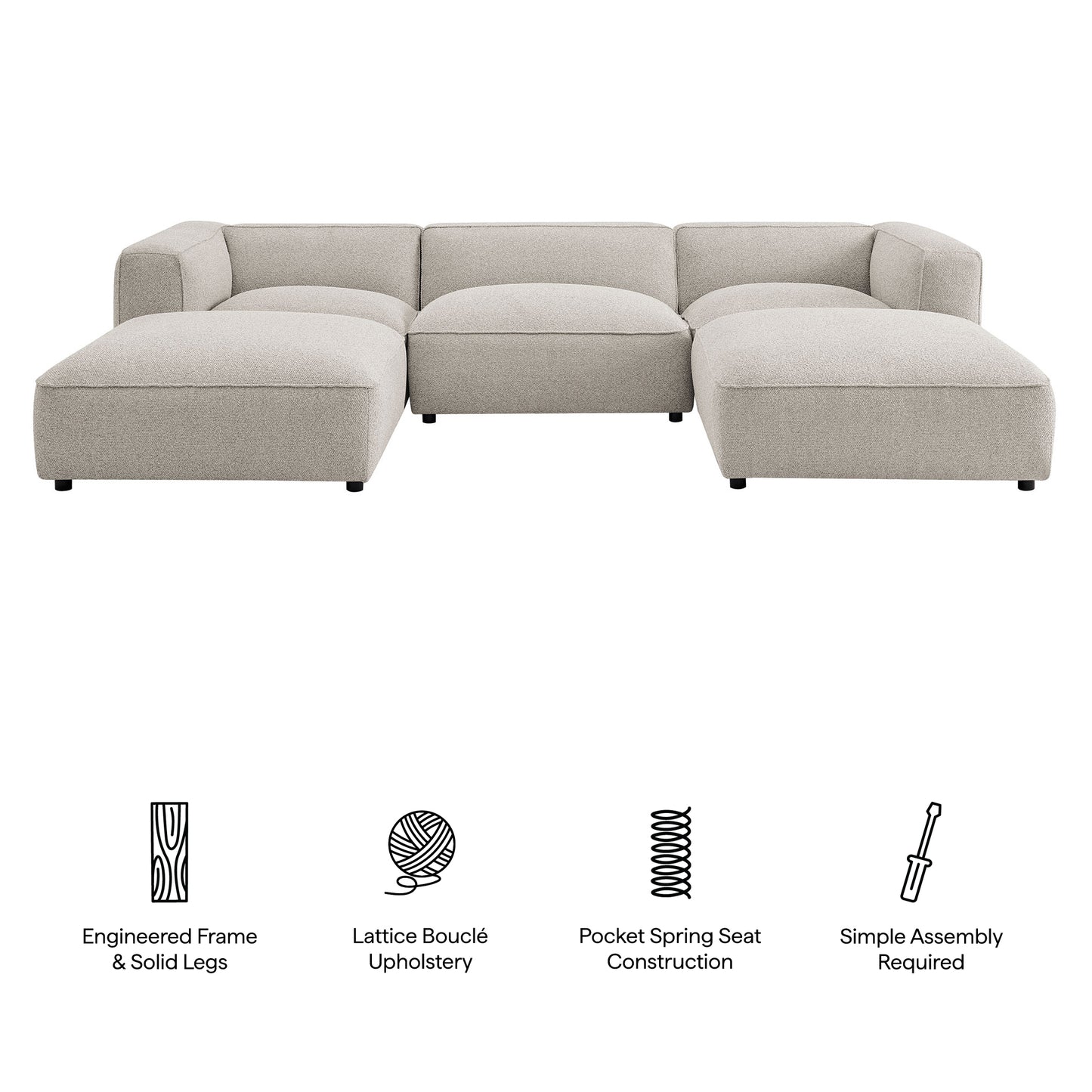 Auren 5 Piece Lattice Bouclé Upholstered Modular Sectional by Modway