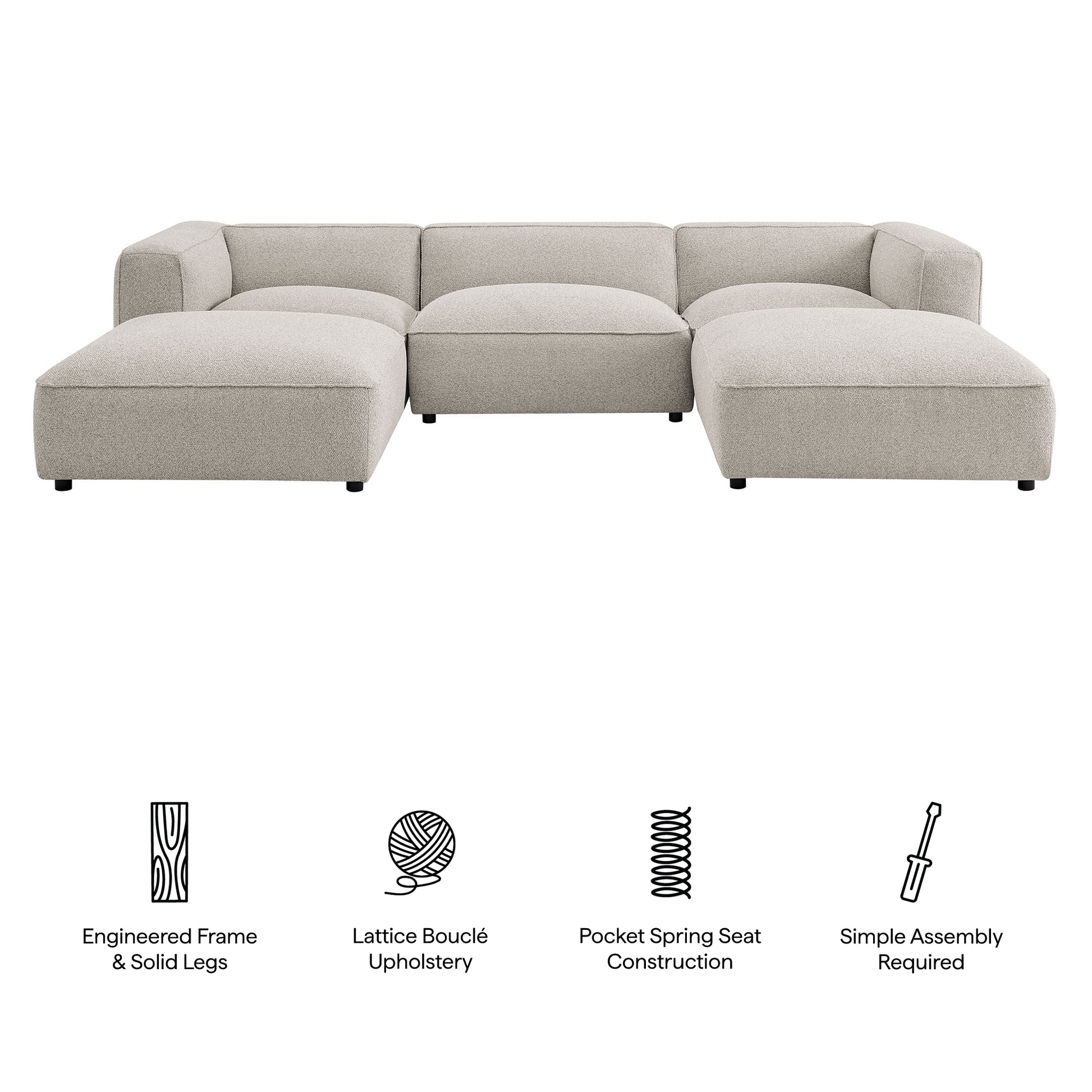 Auren 5 Piece Lattice Bouclé Upholstered Modular Sectional by Modway